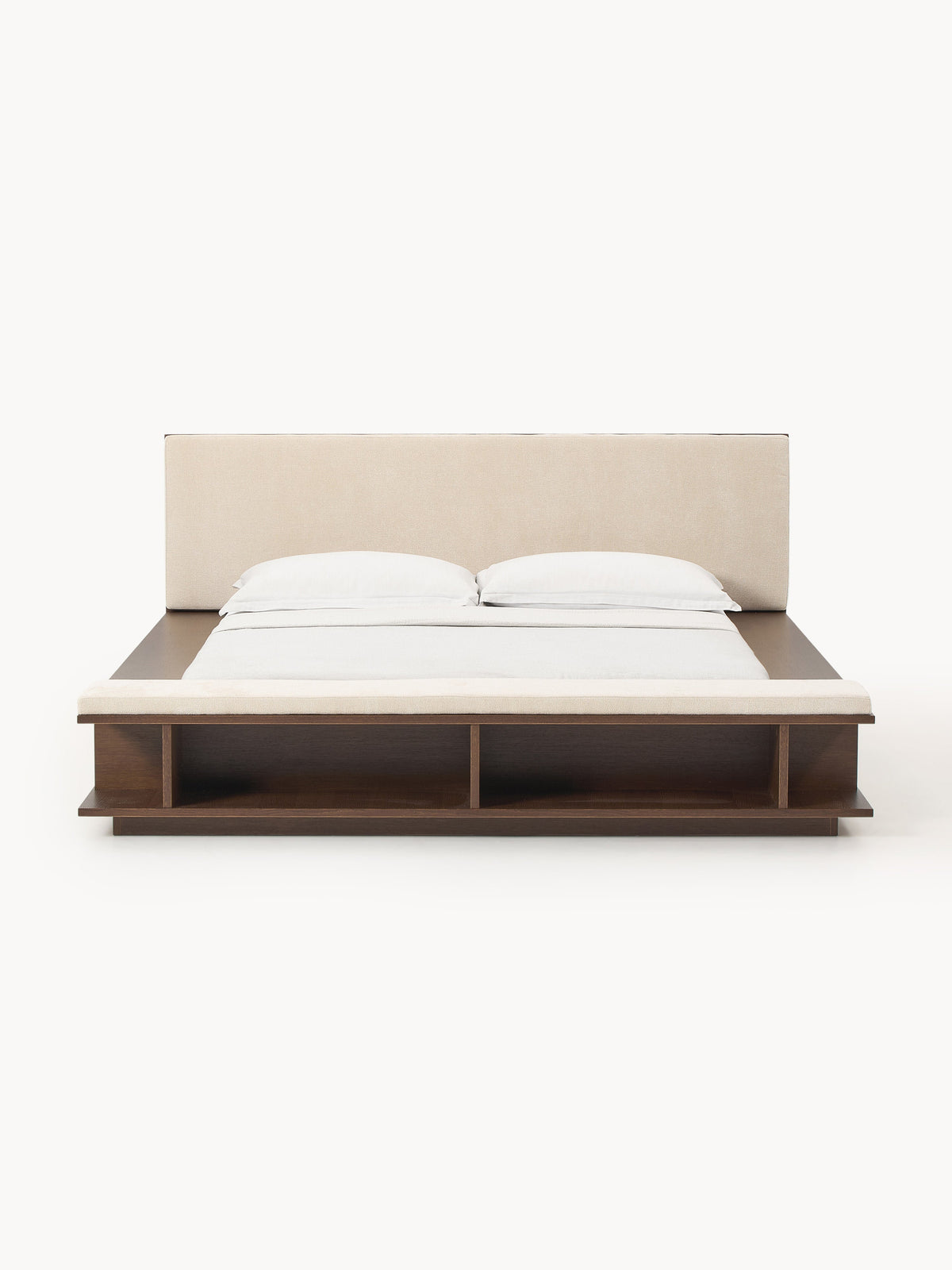 Clarmont Wooden Bed Frame with Bench and Side Shelves