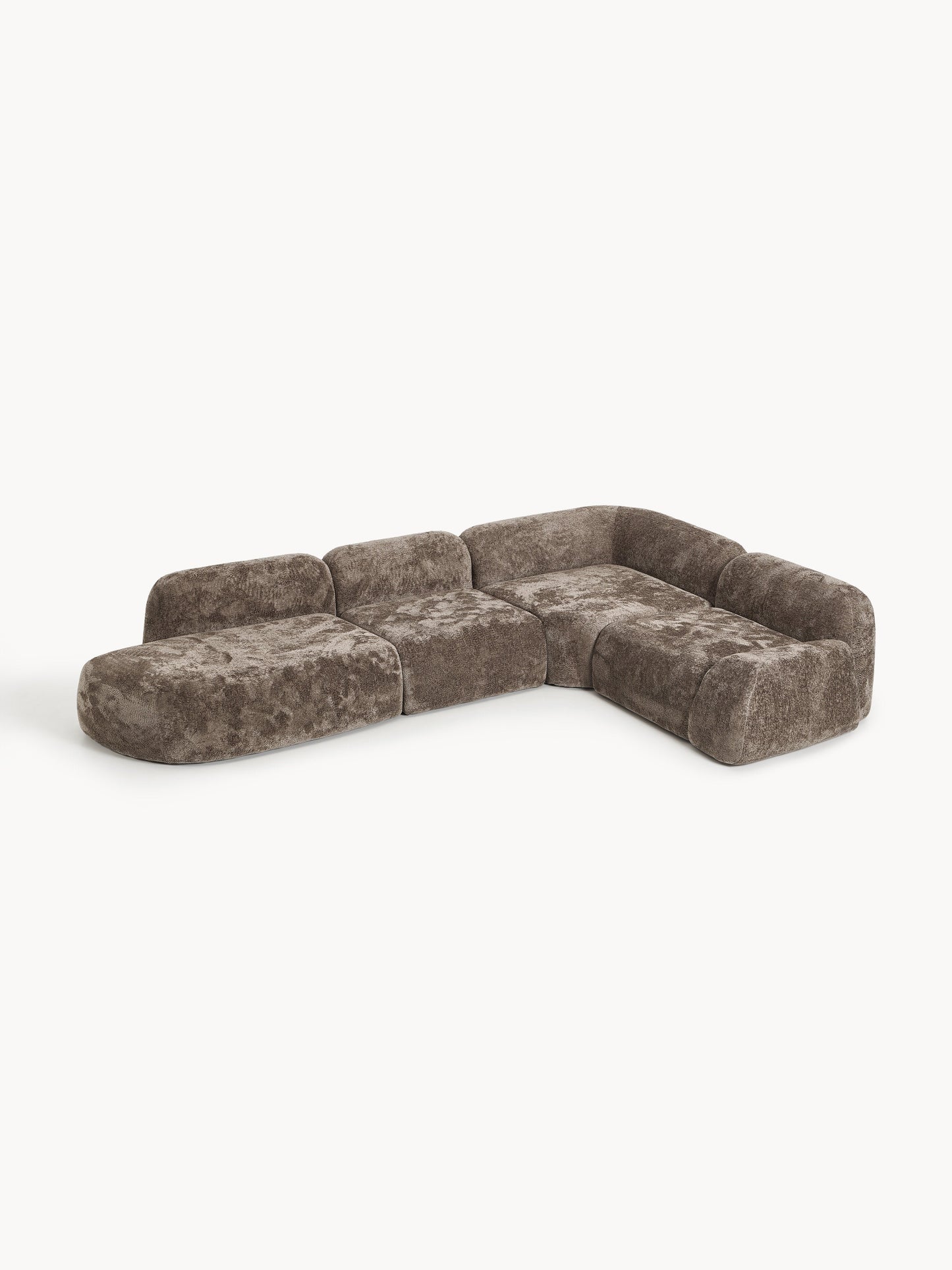 Wolkelle XL Modular Teddy Bouclé Corner Sofa with Chaise Longue