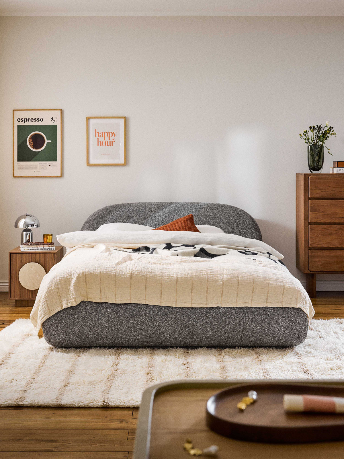 Albelle Upholstered Bouclé Bed