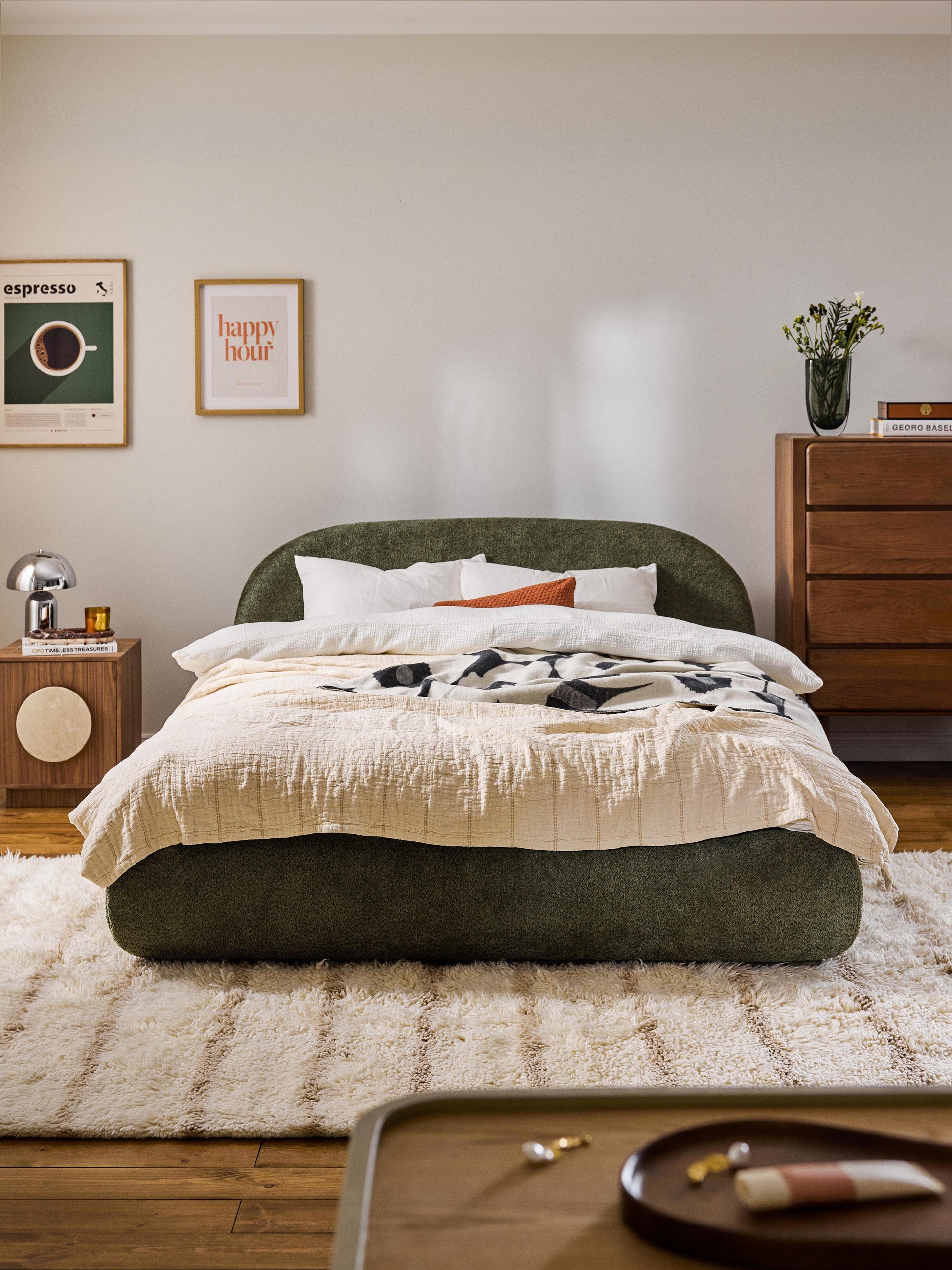 Albelle Upholstered Teddy Bouclé Bed