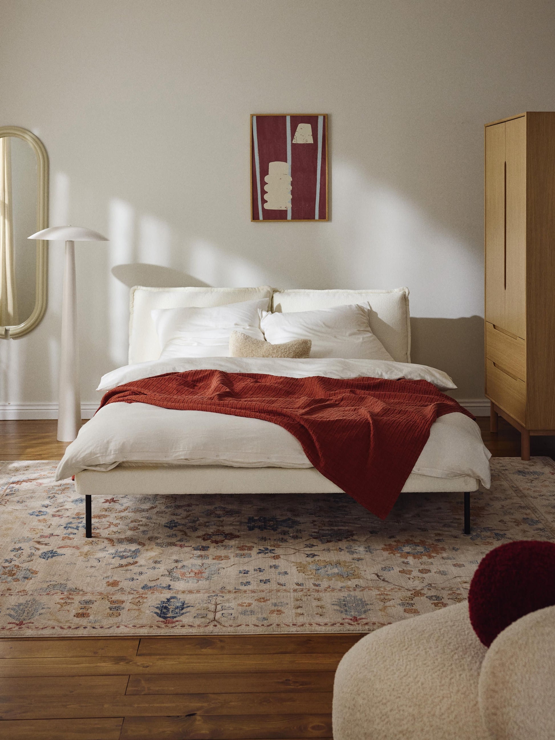 Amelbert Upholstered Teddy Bouclé Bed