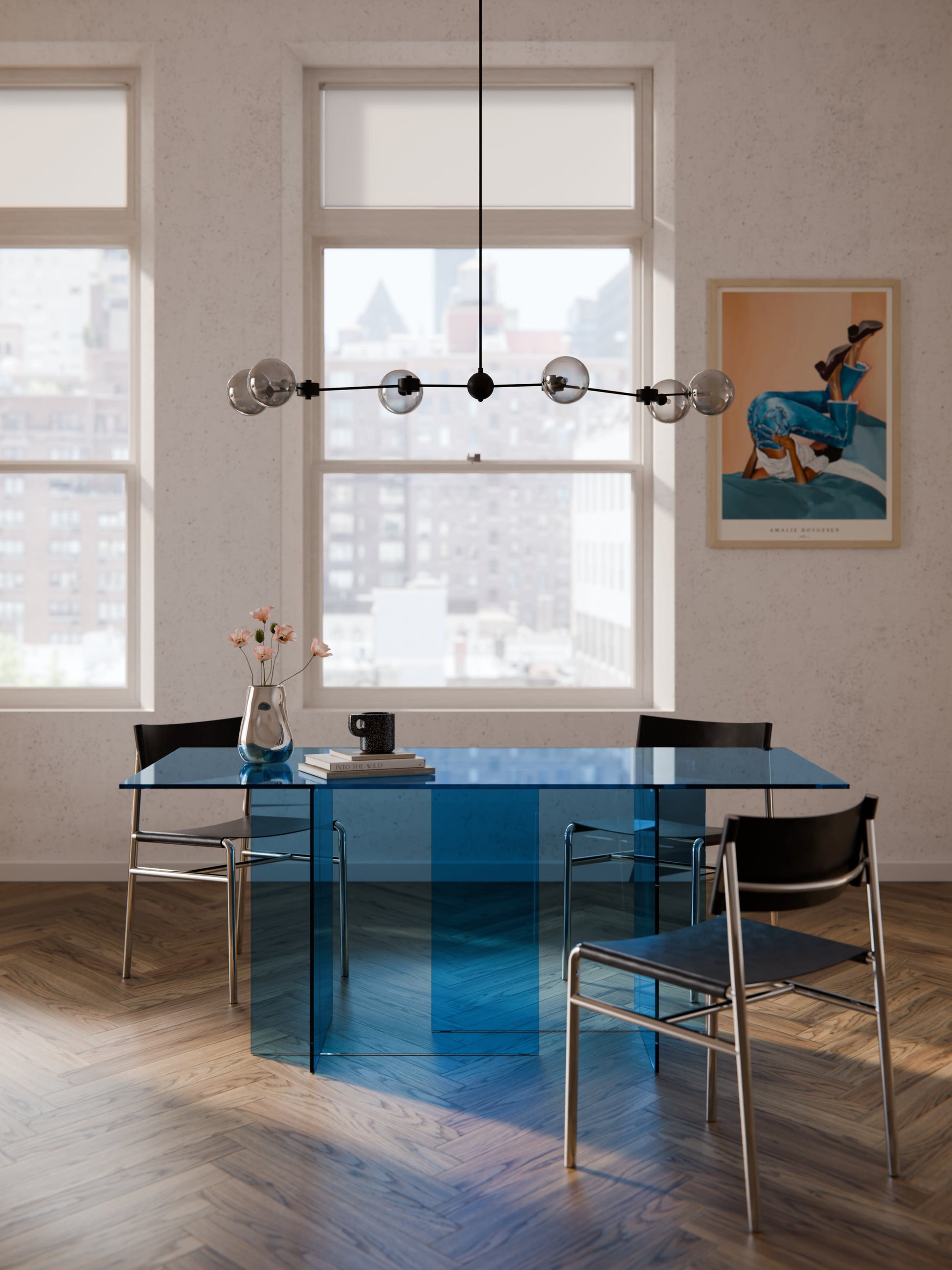 Anoulise Glass Dining Table, 180 x 90 cm
