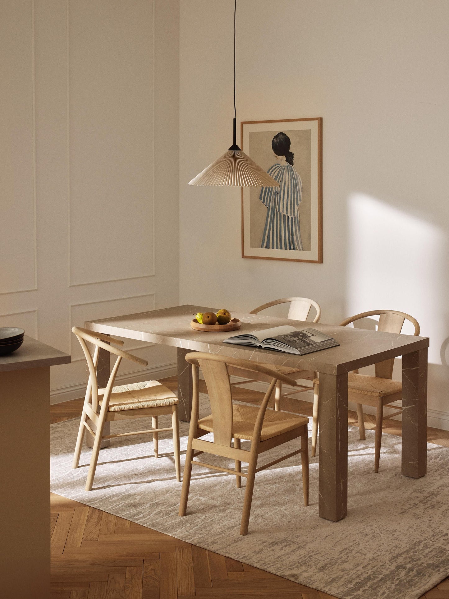 Carlmont Dining Table in Marble Look, 180 x 90 cm