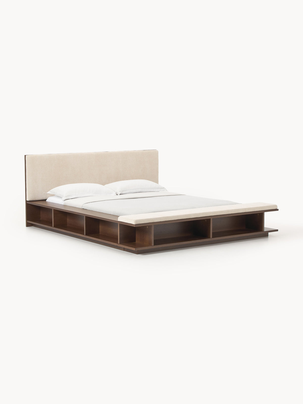 Clarmont Wooden Bed Frame with Bench and Side Shelves