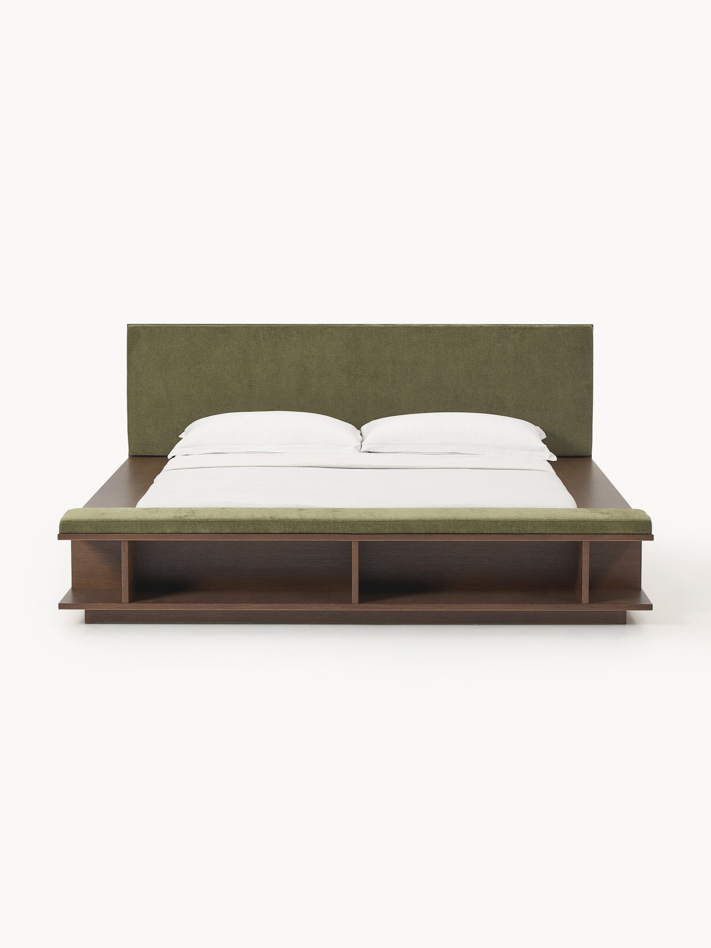 Clarmont Wooden Bed Frame with Bench and Side Shelves