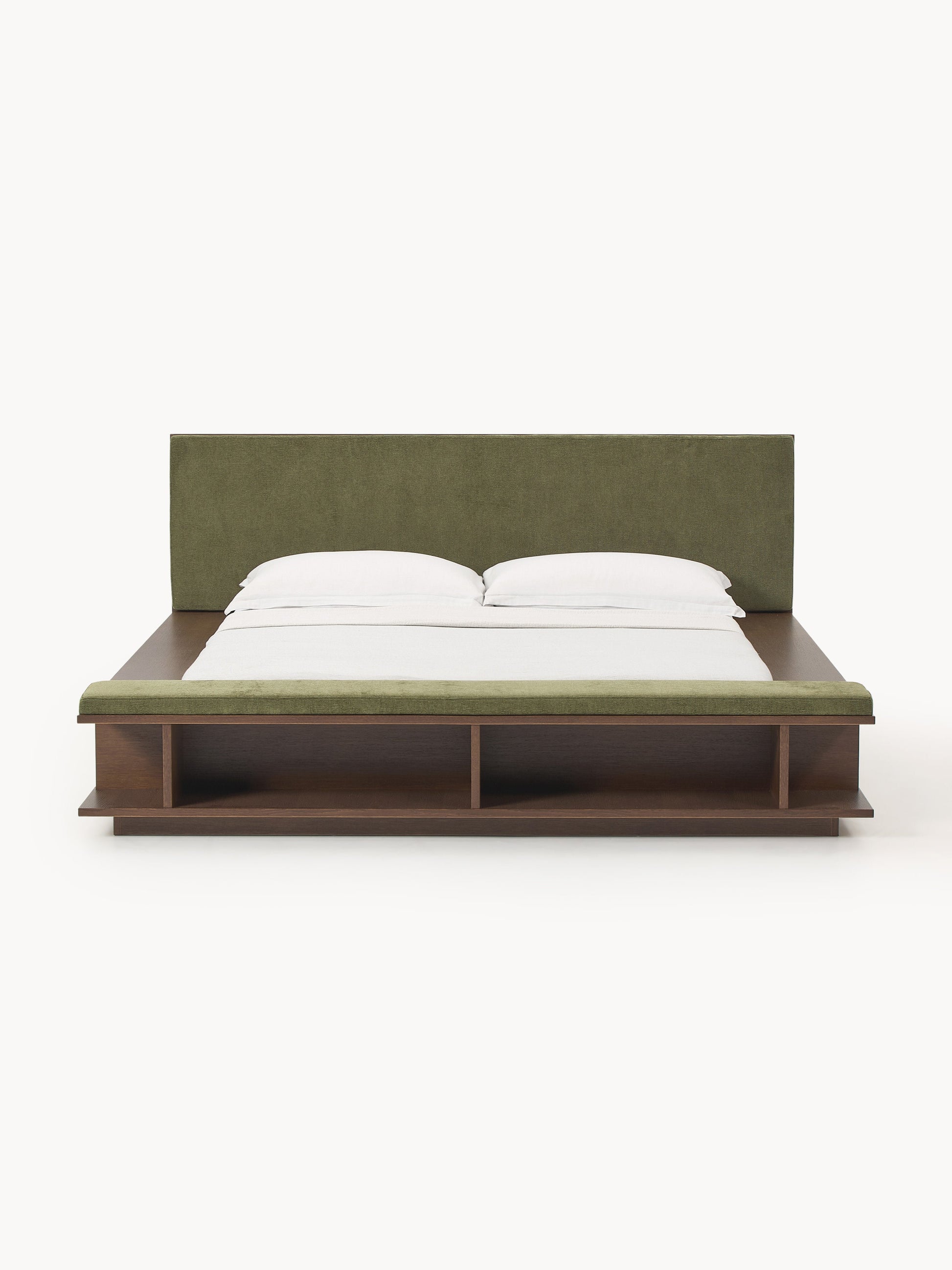 Clarmont Wooden Bed Frame with Bench and Side Shelves