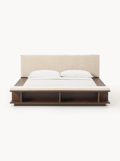 Clarmont Wooden Bed Frame with Bench and Side Shelves