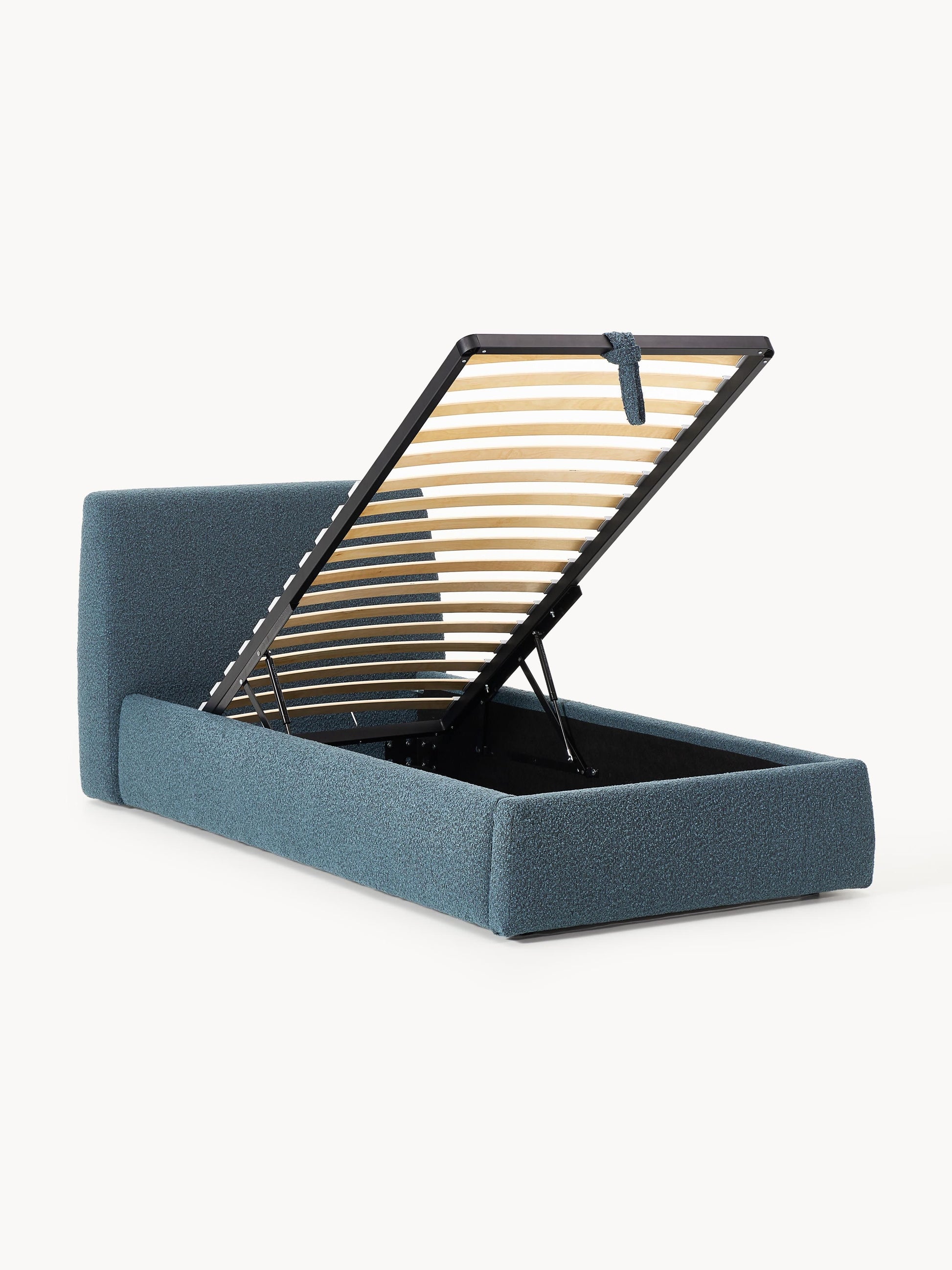 Cloudric Single Bed with Storage in Bouclé