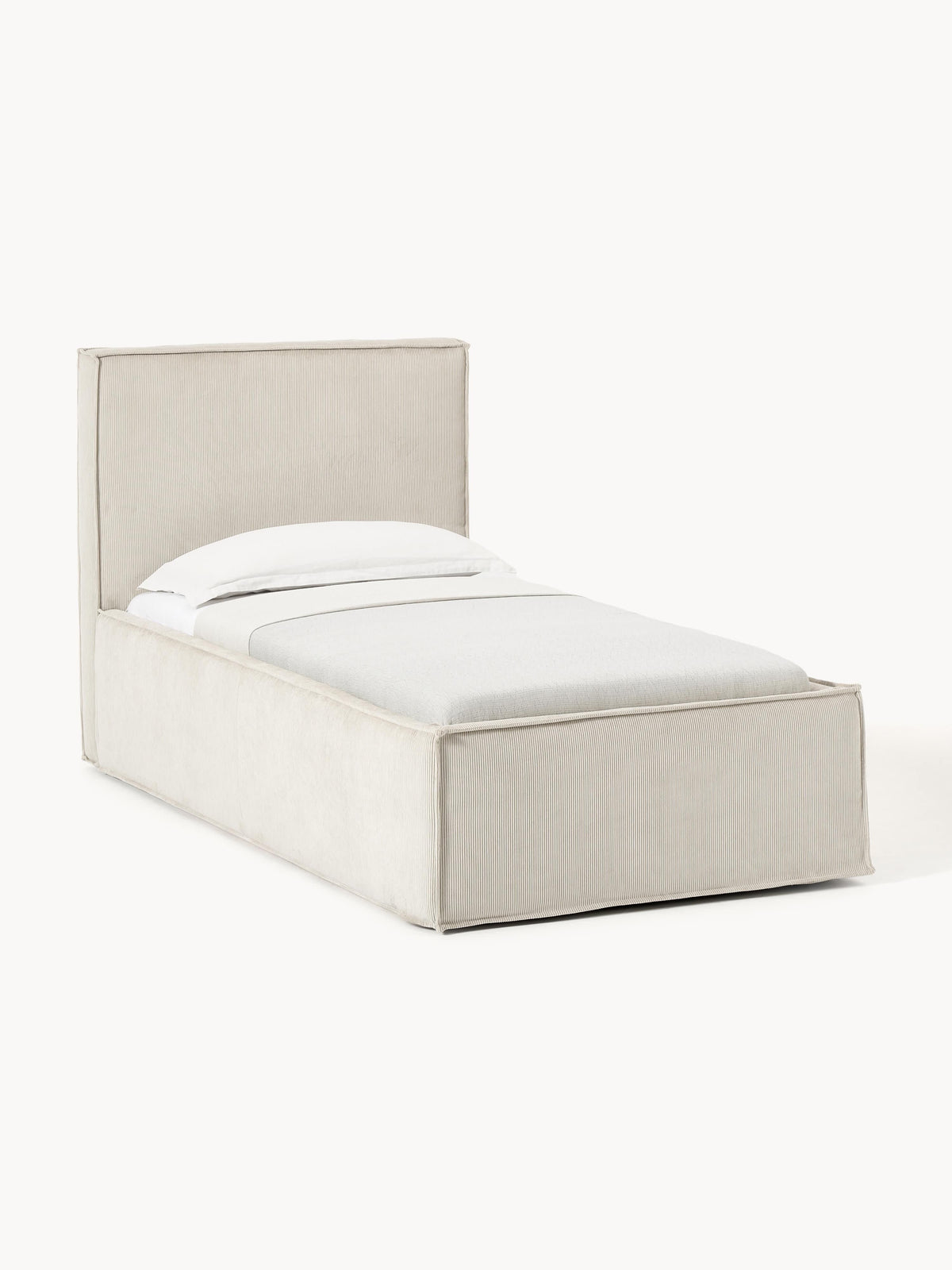 Drennica Corduroy Single Bed with Storage