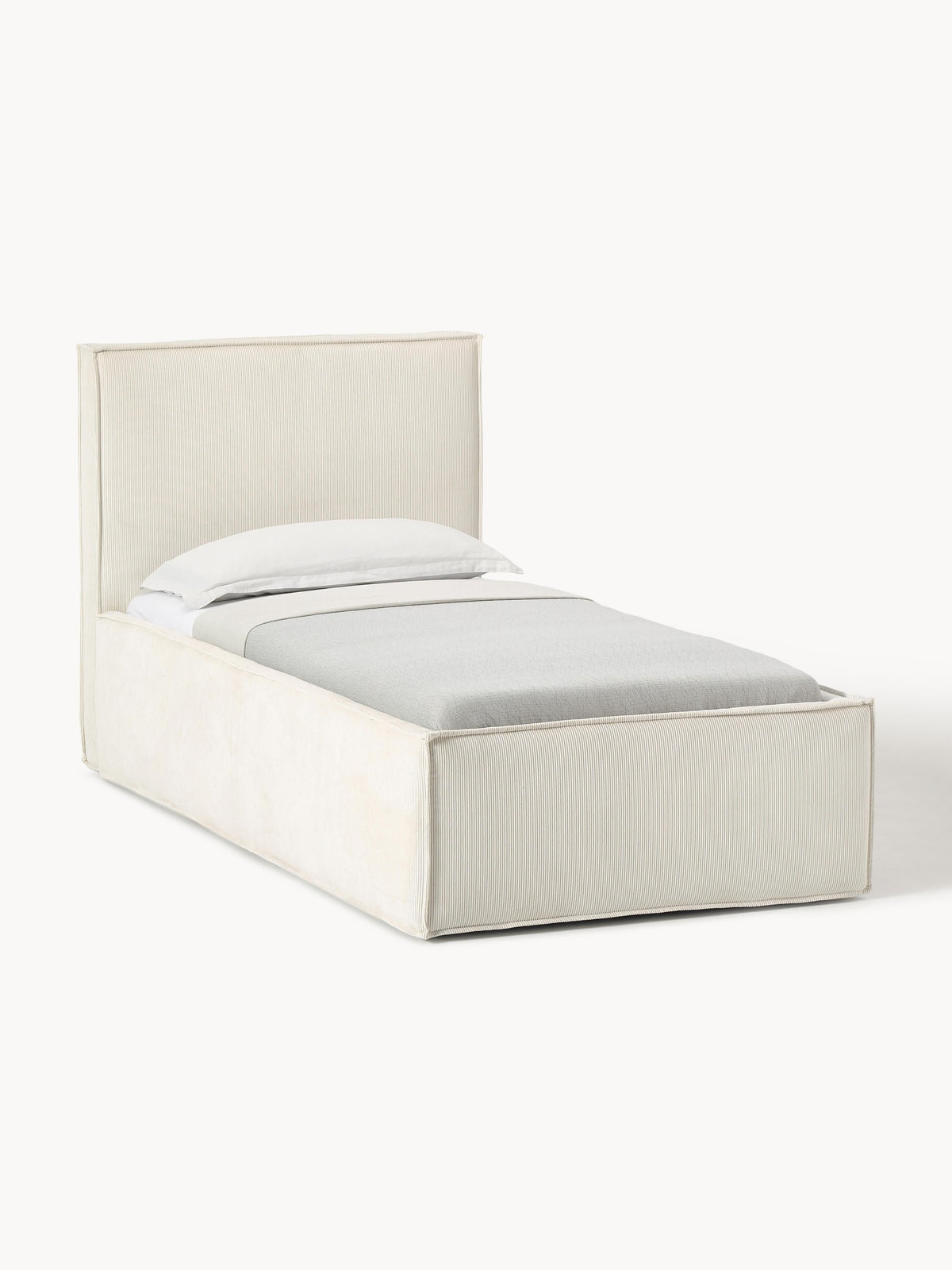 Drennica Corduroy Single Bed with Storage