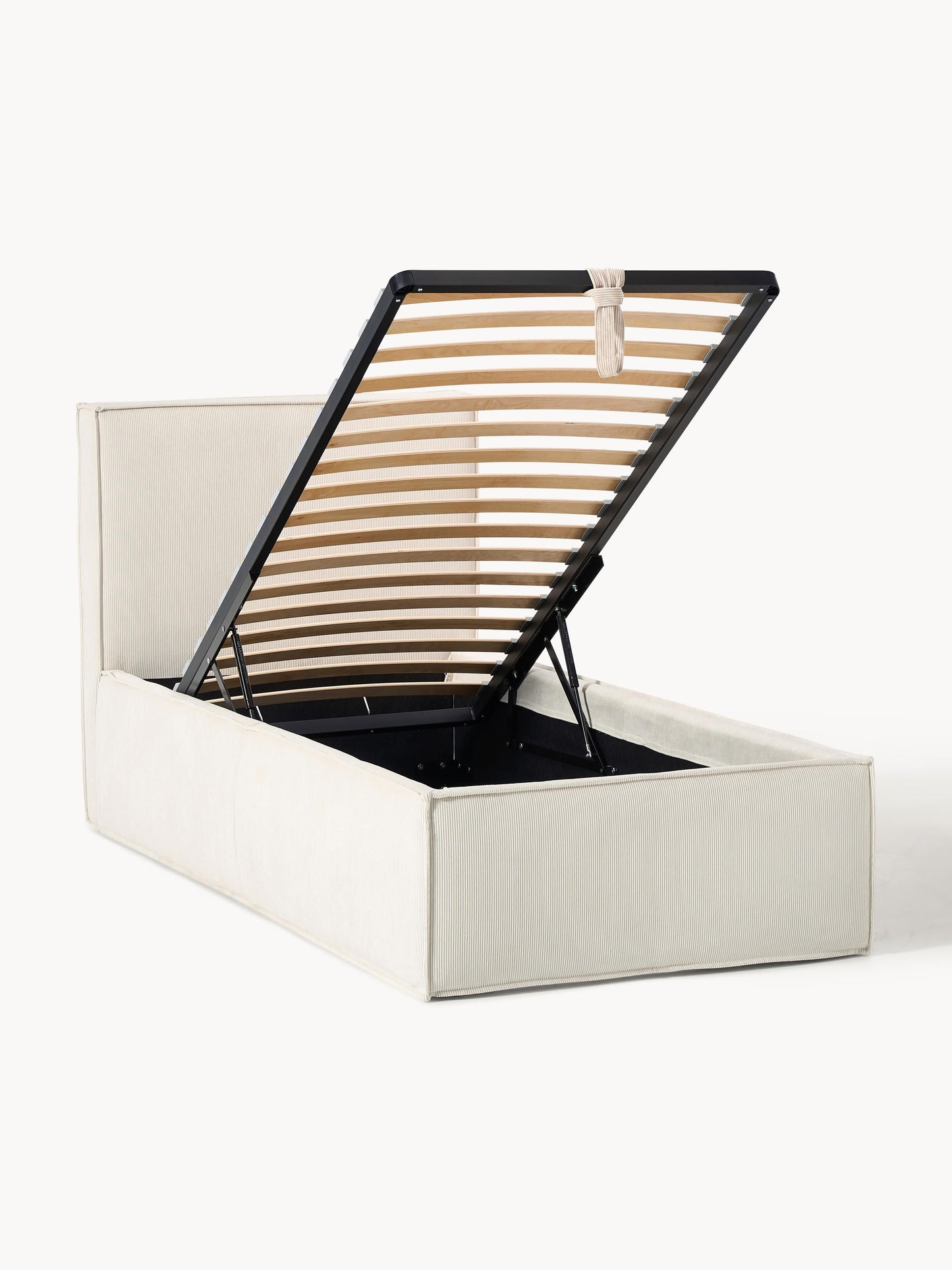 Drennica Corduroy Single Bed with Storage