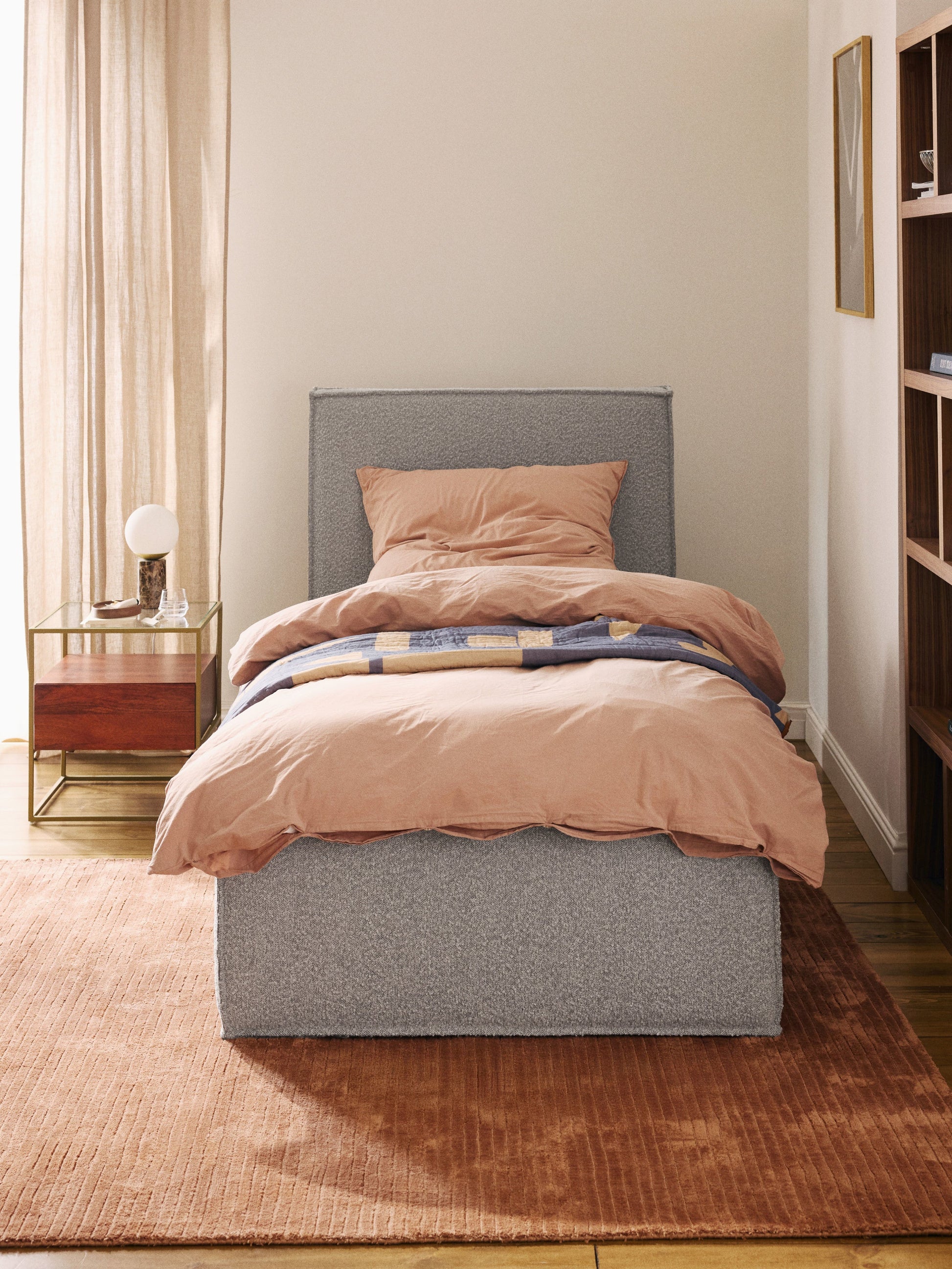 Drennica Single Bed in Bouclé