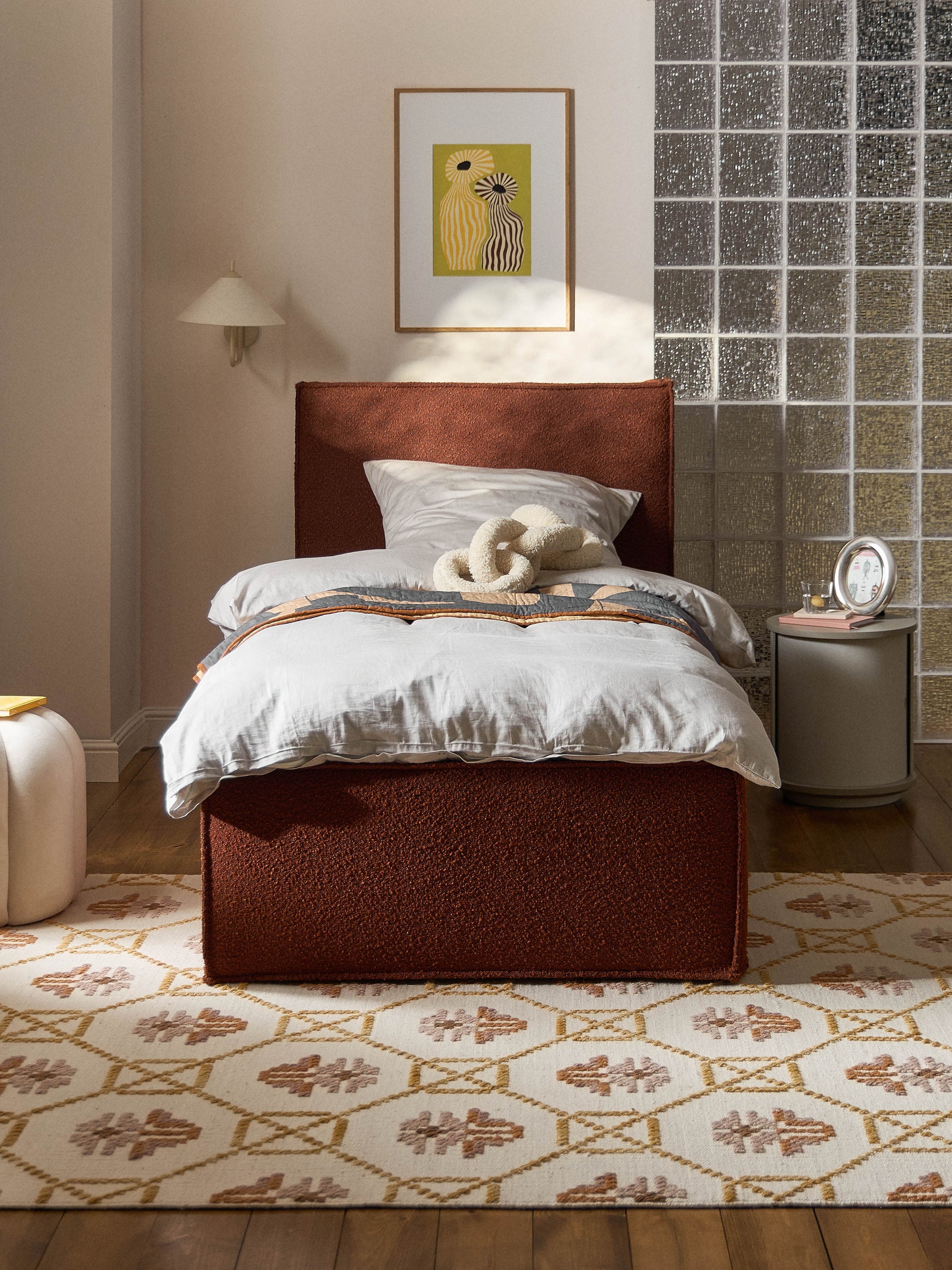 Drennica Single Bed in Bouclé