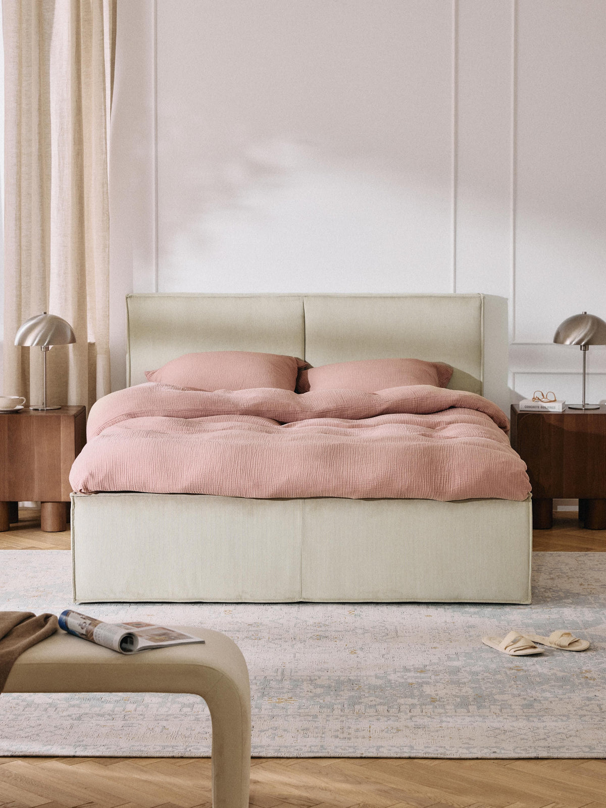 Drennica Upholstered Bed in Corduroy