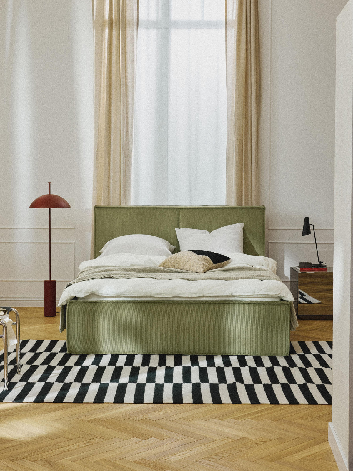 Drennica Upholstered Corduroy Bed with Storage