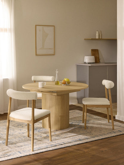 Filoro Extendable Dining Table with Grooved Texture, 120 - 160 x 75 cm