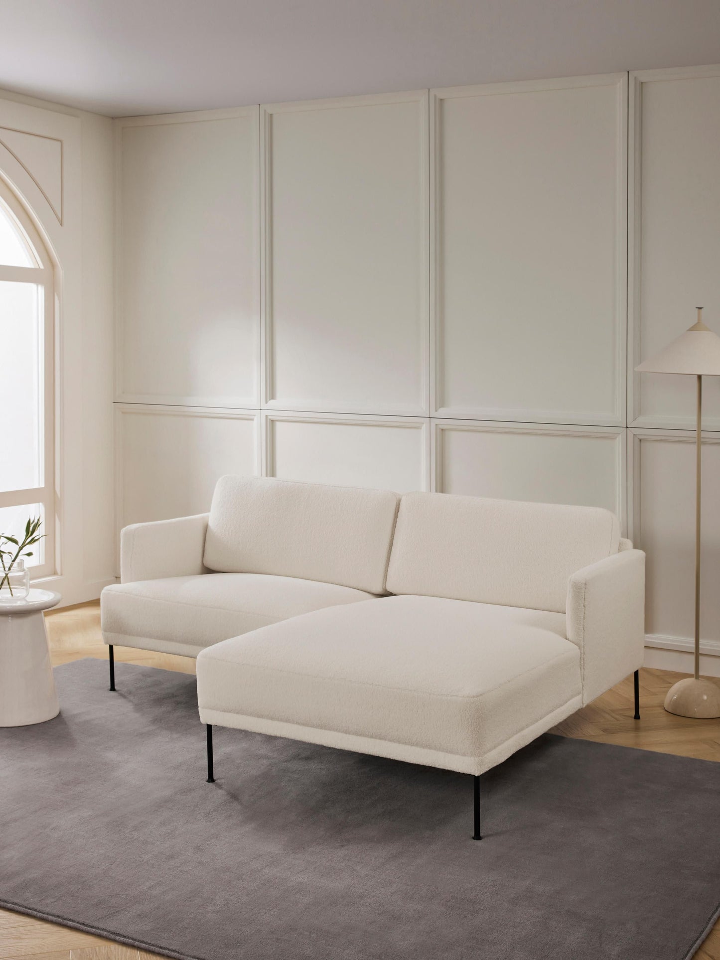 Fluenzia Small Corner Sofa in Teddy Fabric