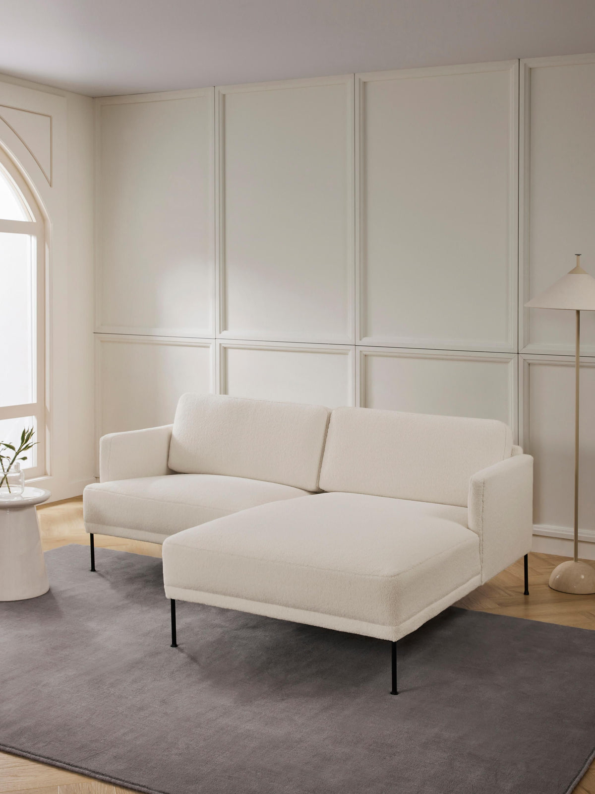 Fluenzia Small Corner Sofa in Teddy Fabric