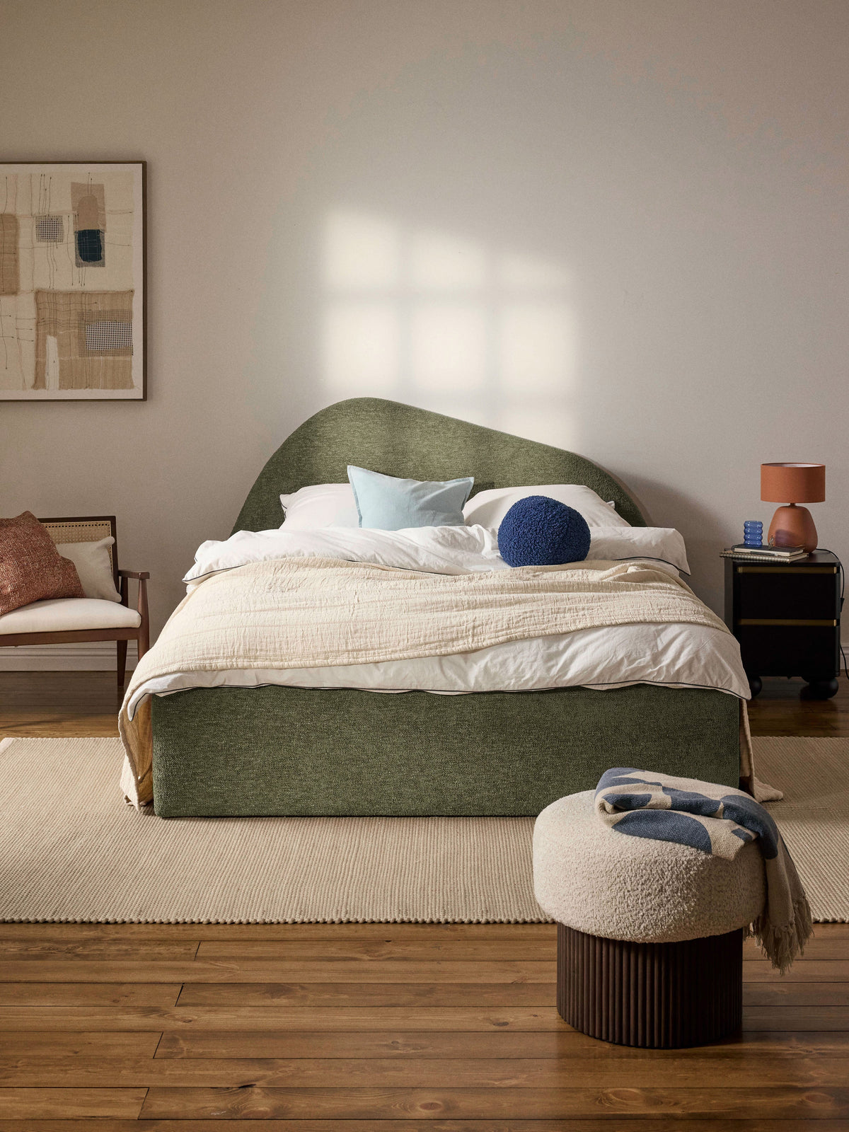 Garreau Upholstered Bed in Bouclé