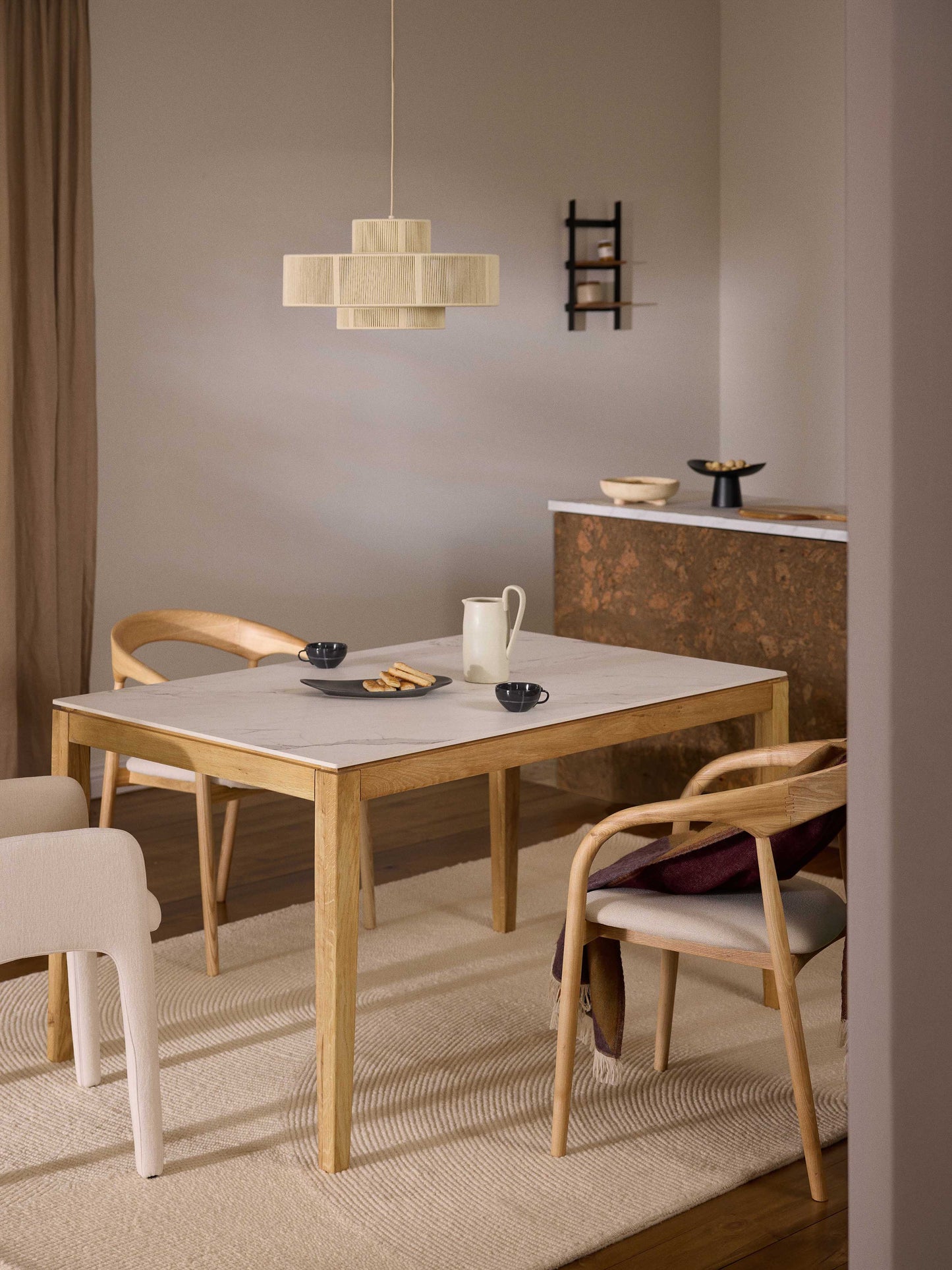 Jacksoro Dining Table with Marble-Look Tabletop, in Various Sizes