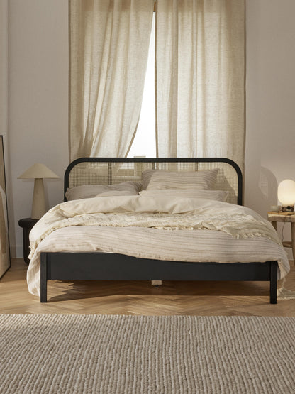 Jonaster Wooden Bed with Vienna Cane Headboard