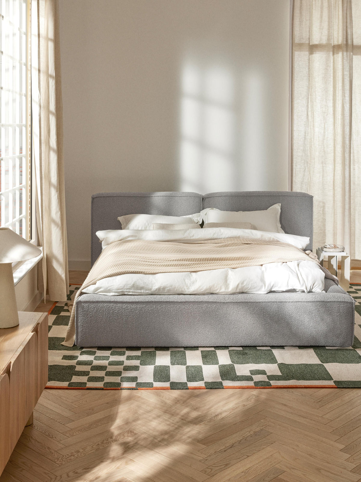 Lennaster Bouclé Upholstered Bed