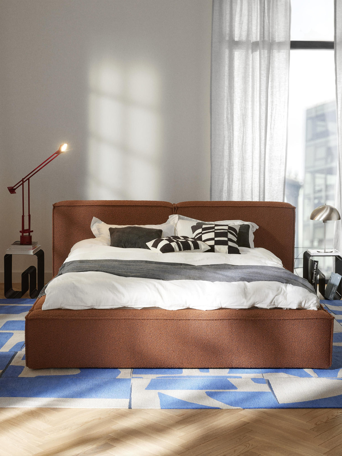 Lennaster Bouclé Upholstered Bed with Storage