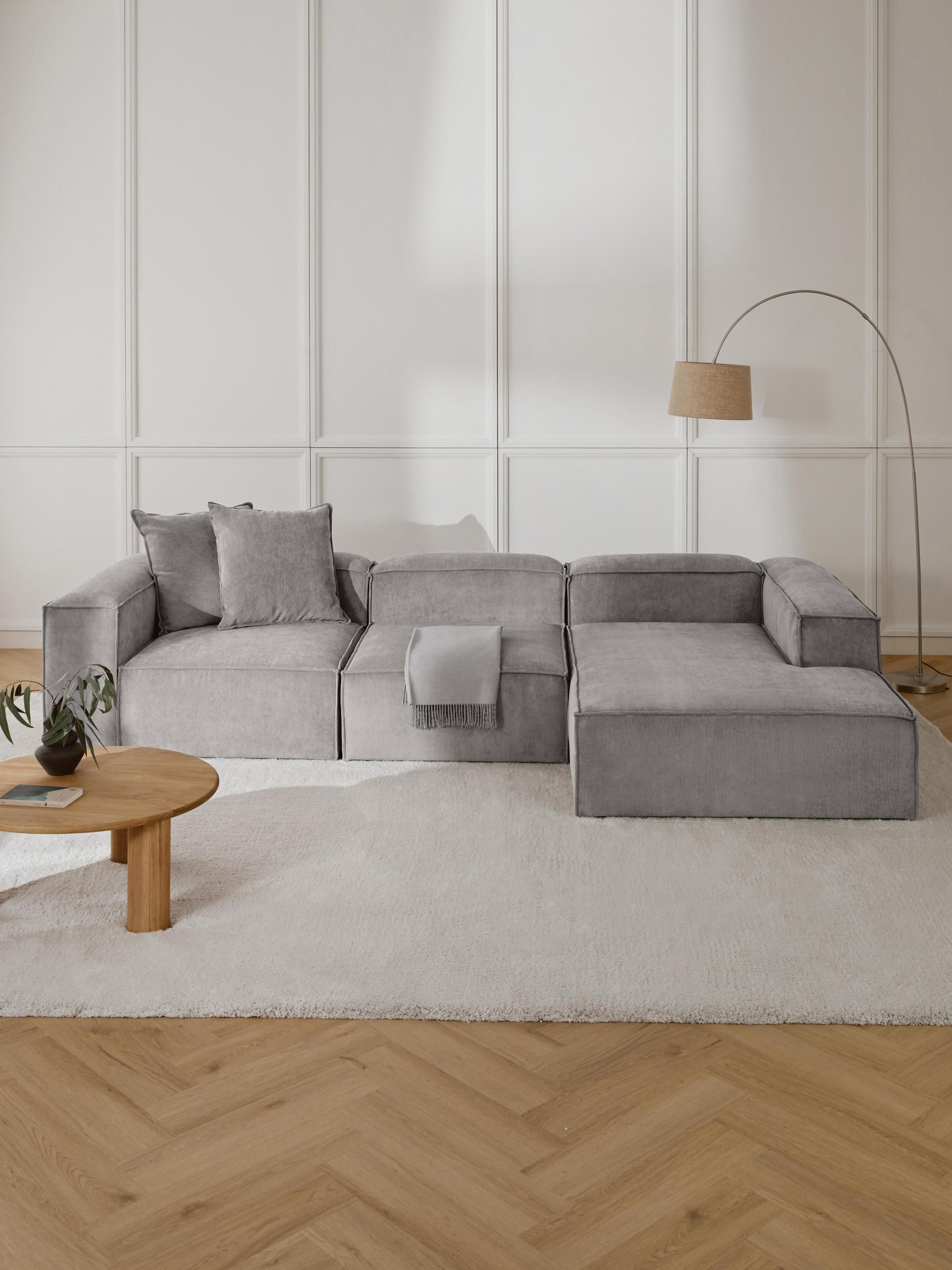 Lennaster Modular Corduroy Corner Sofa (4-Seater)