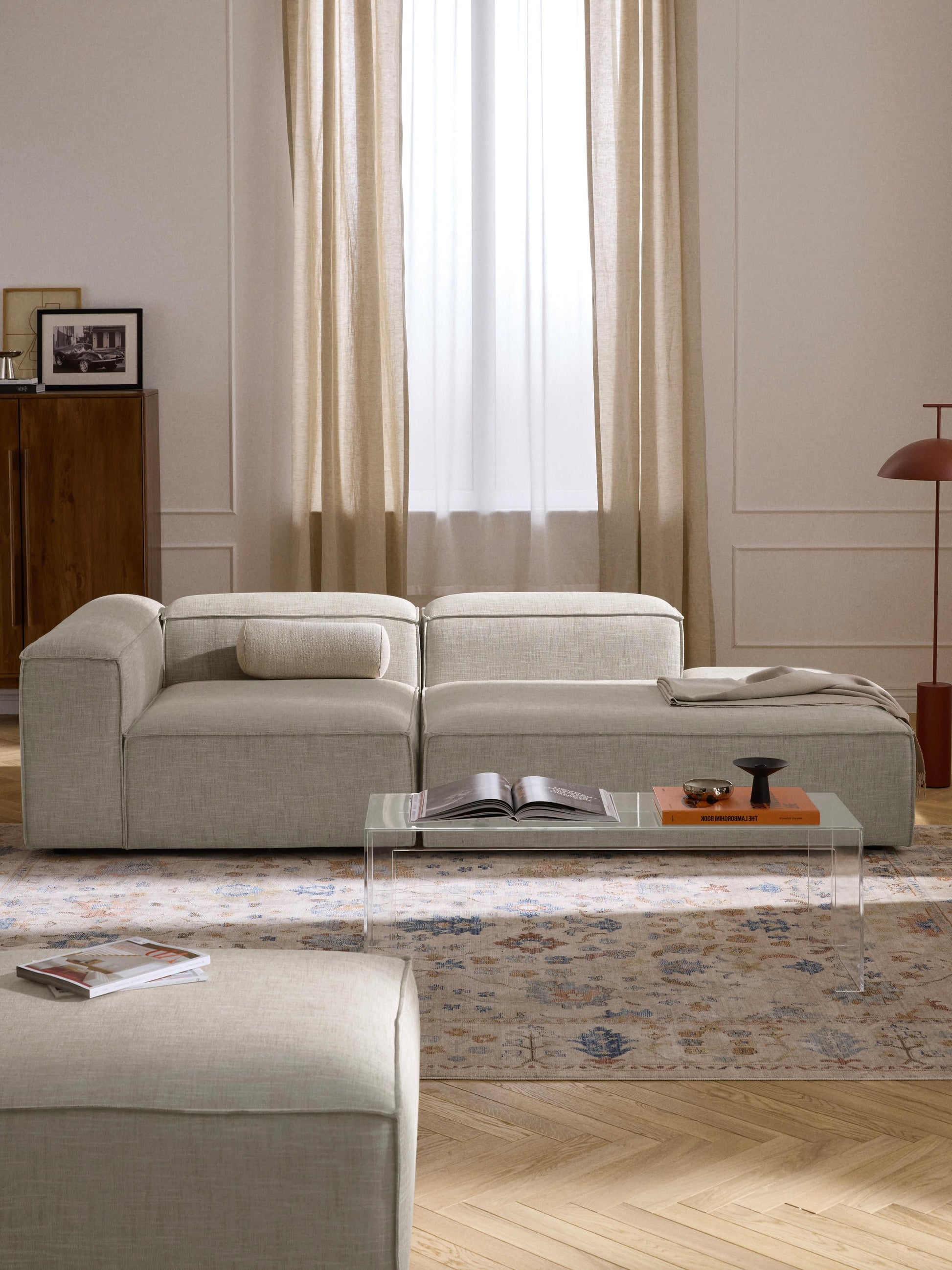 Lennaster Modular Ottoman in Linen Blend
