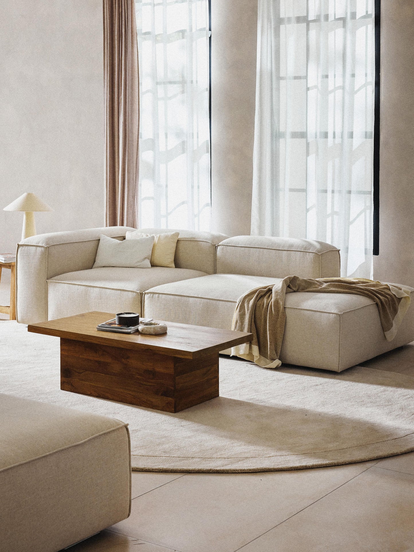 Lennaster Modular Ottoman in Linen Blend