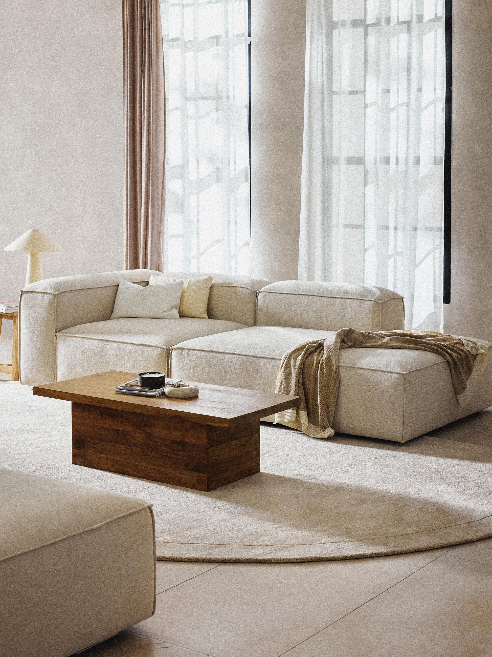 Lennaster Modular Ottoman in Linen Blend