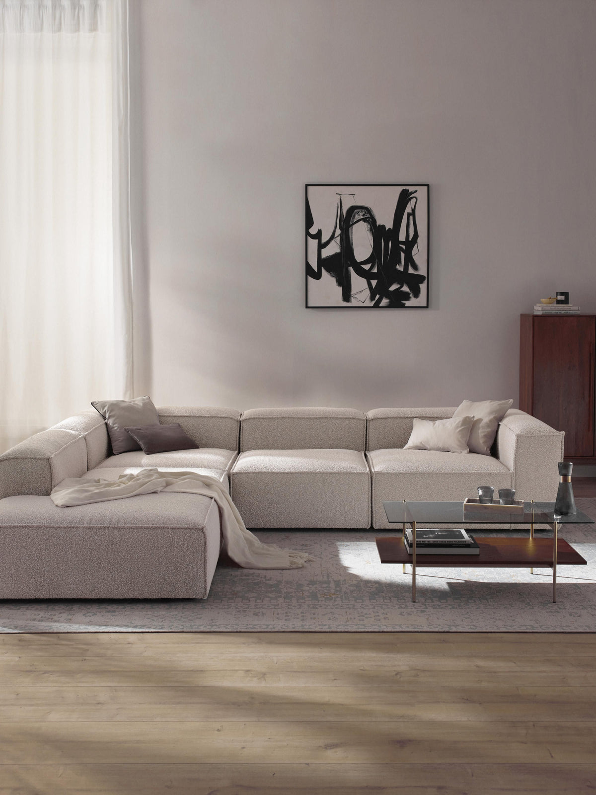 Lennaster Modular XL Bouclé Corner Sofa (4-Seater)