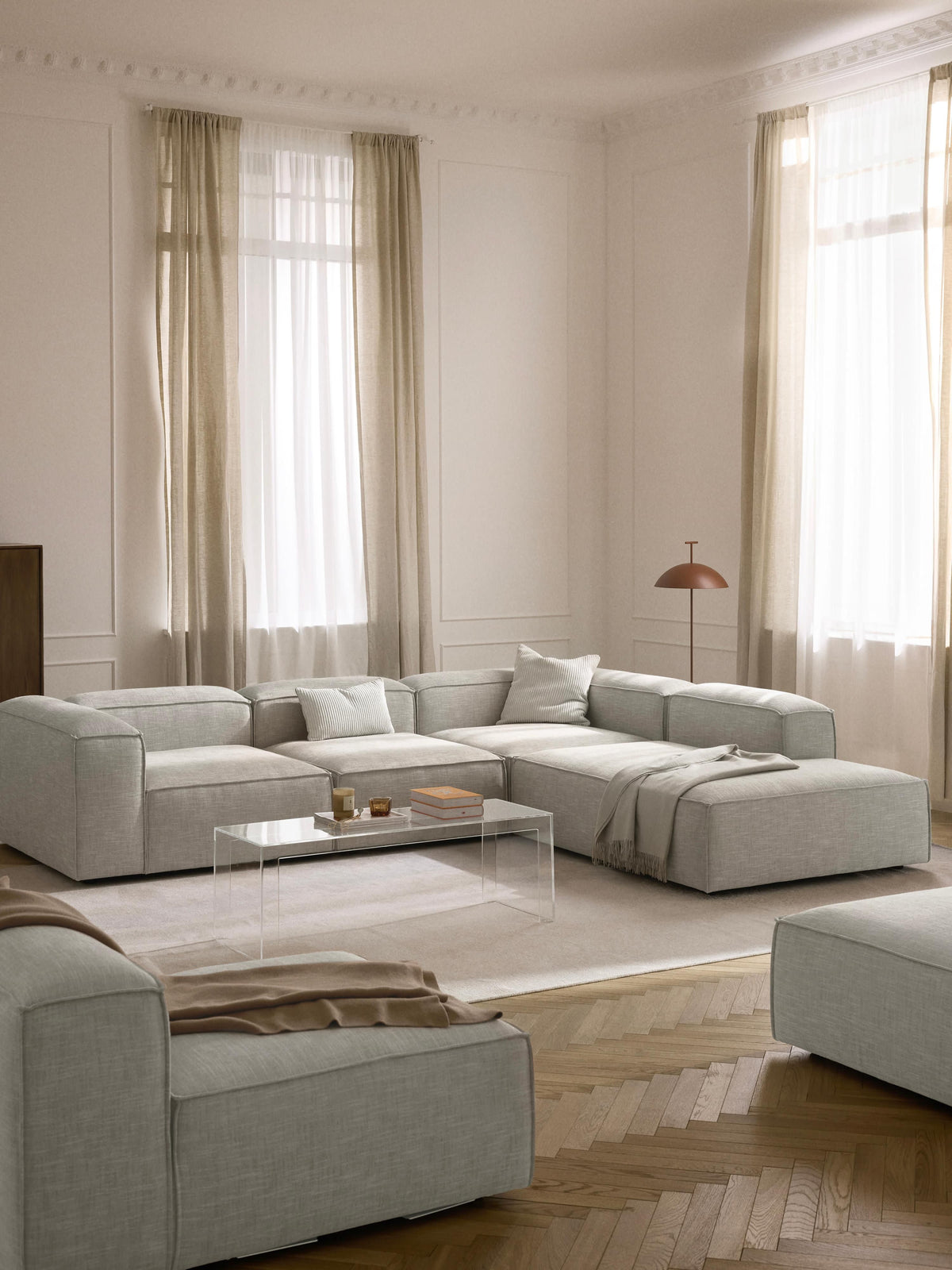 Lennaster Modular XL Corner Sofa (4-Seater) in Linen Blend