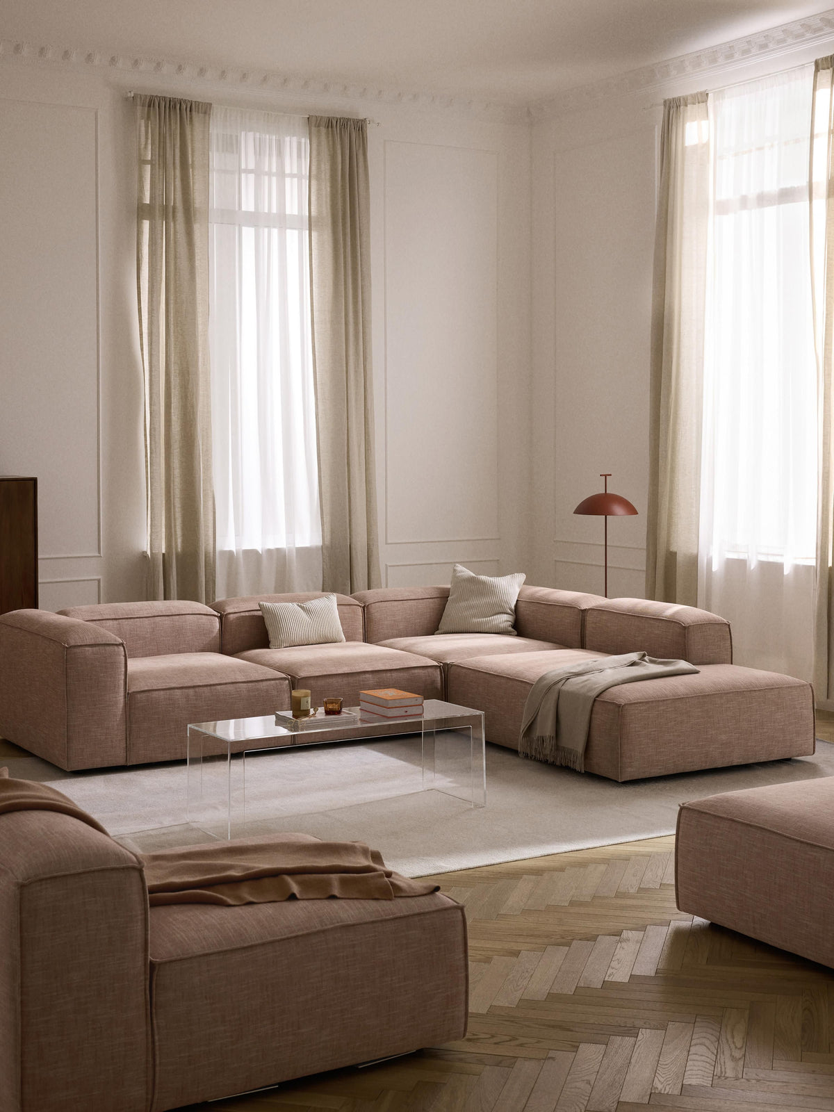 Lennaster Modular XL Corner Sofa (4-Seater) in Linen Blend