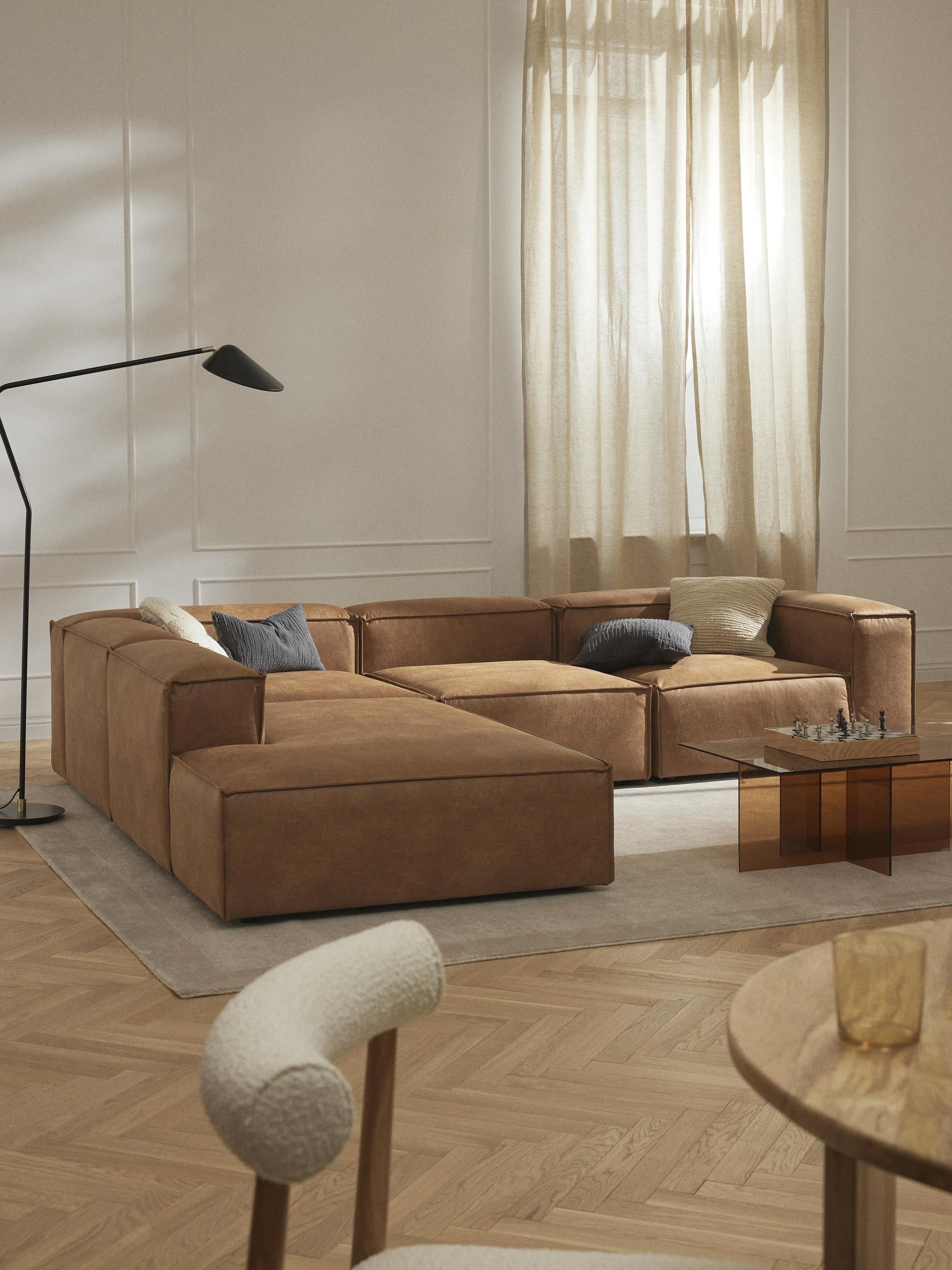 Lennaster Modular XL Leather Corner Sofa (4-Seater)