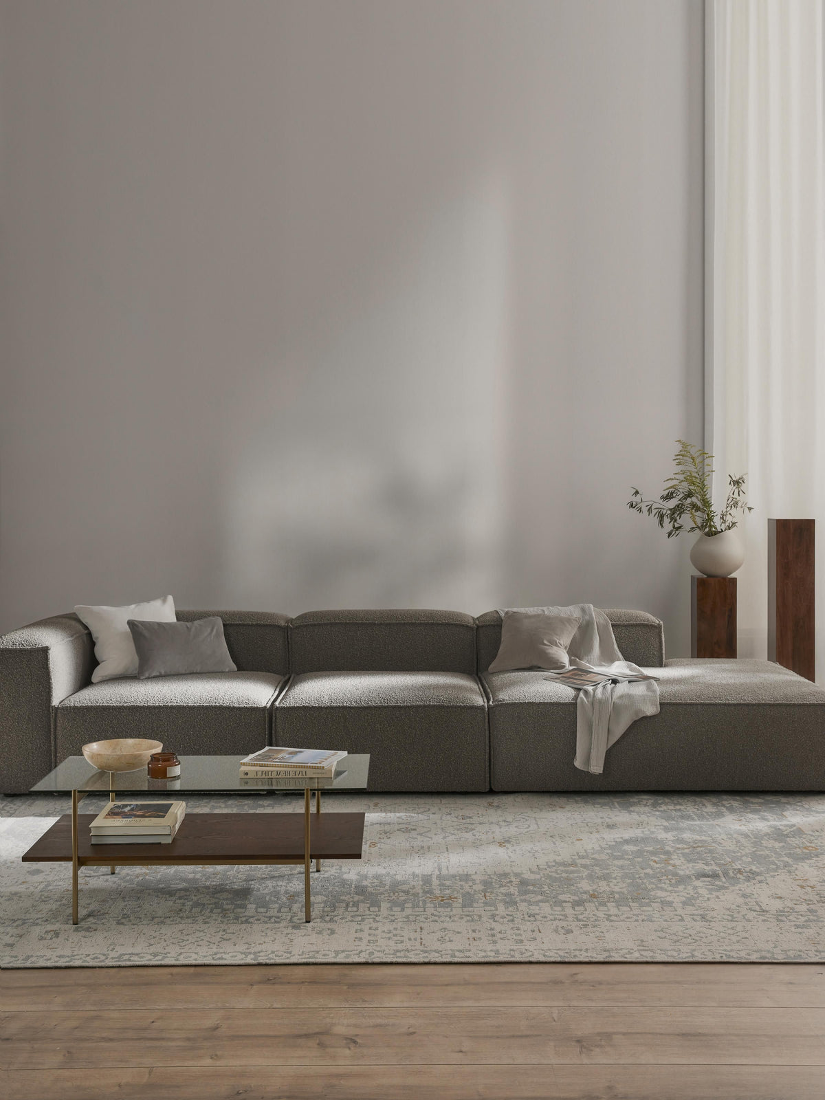 Lennaster Modular XL Ottoman in Bouclé