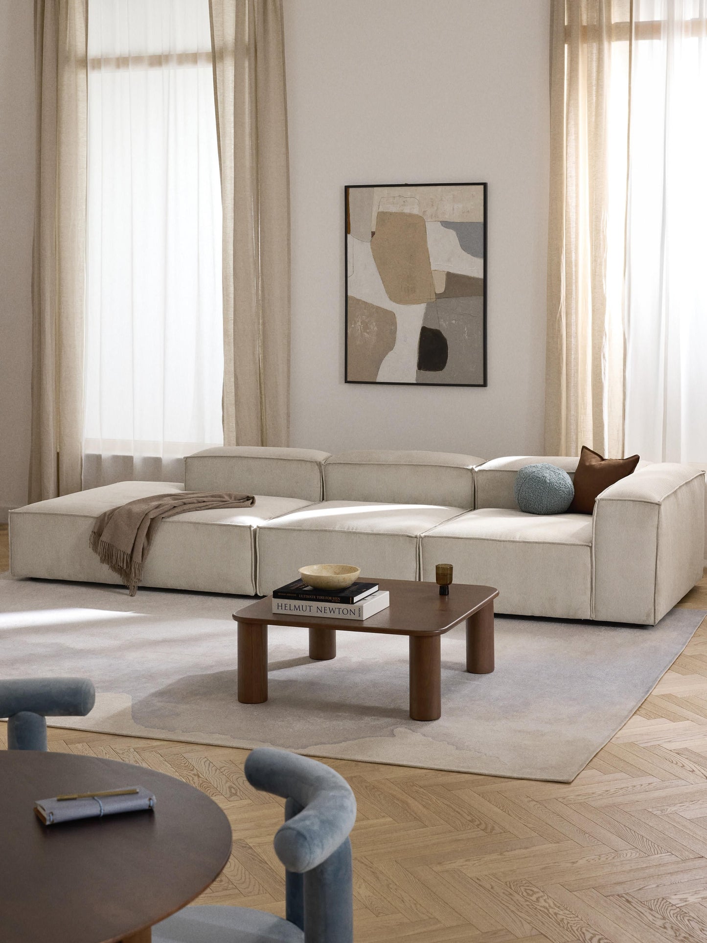 Lennaster Modular XL Ottoman in Corduroy