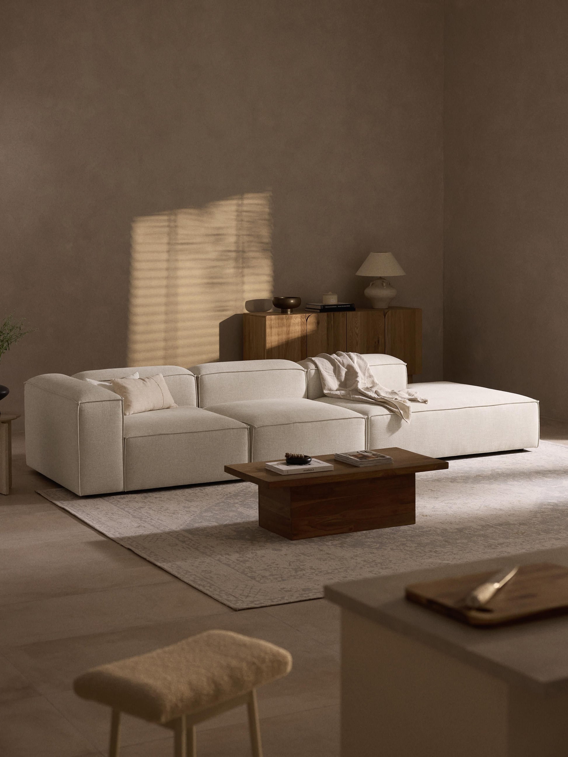 Lennaster Modular XL Ottoman in Linen Blend