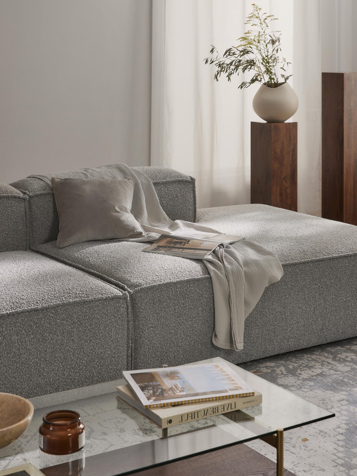 Lennaster Ottoman Module in Bouclé