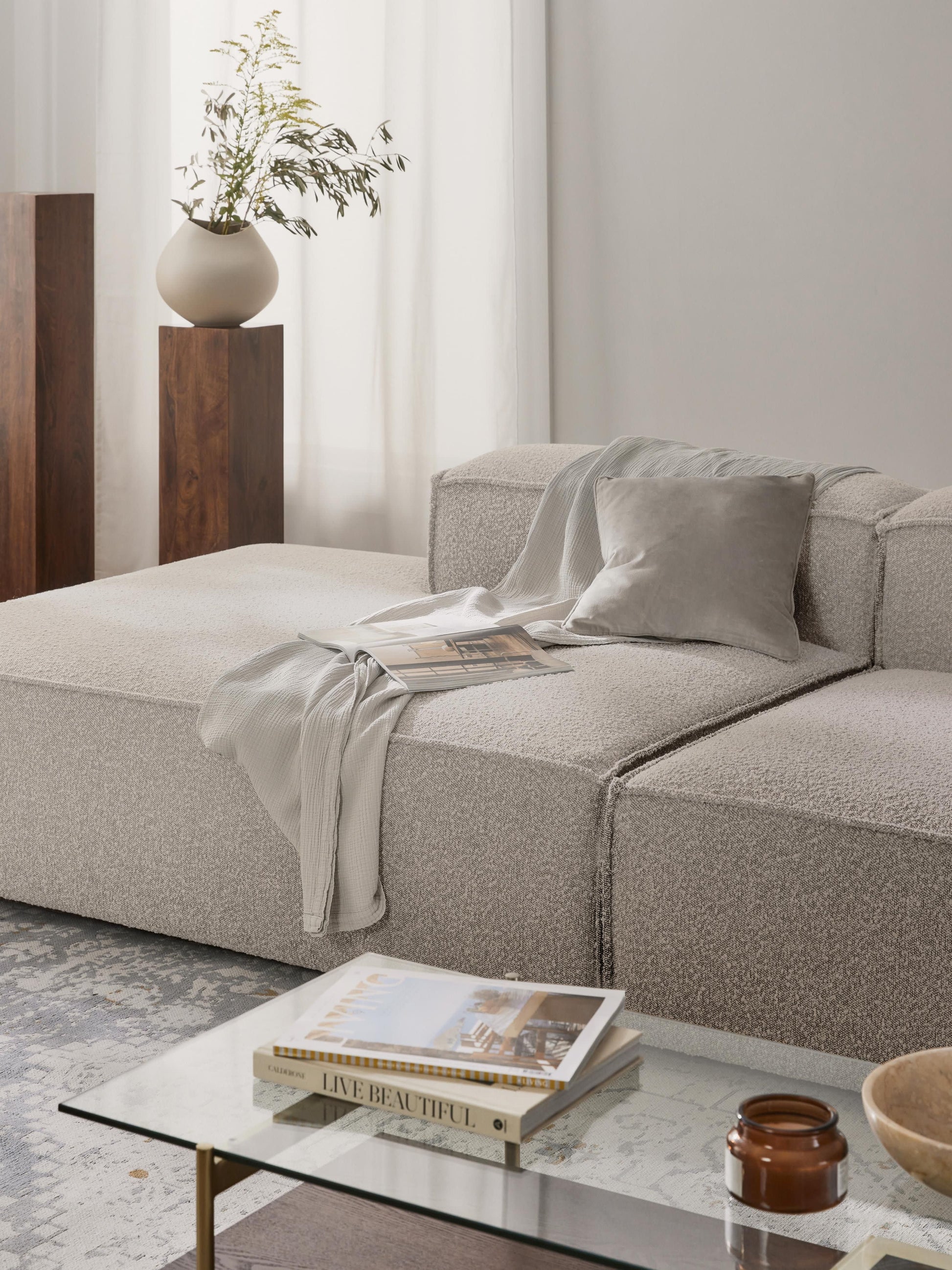 Lennaster Ottoman Module in Bouclé