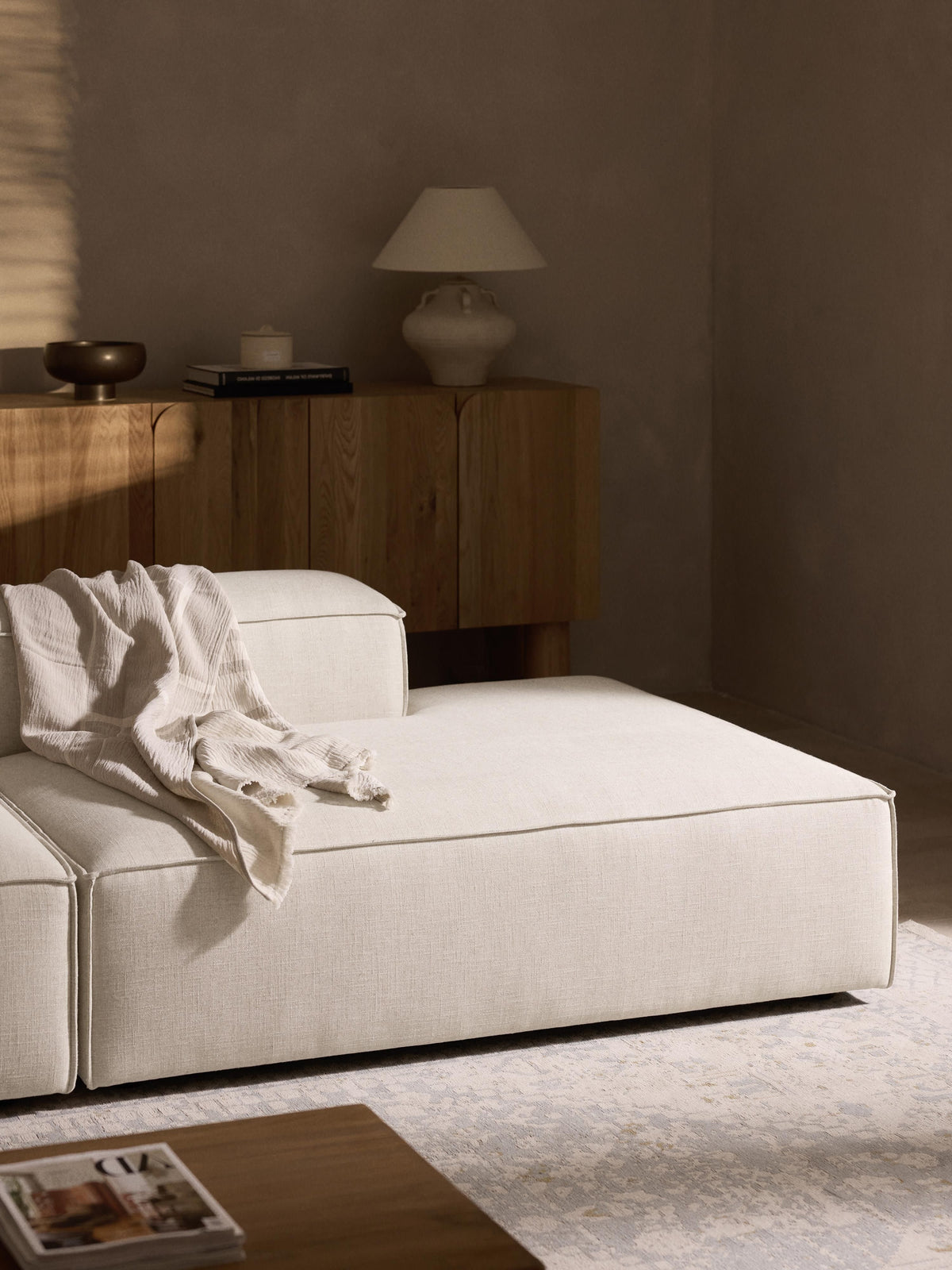Lennaster Ottoman Module in Linen Blend