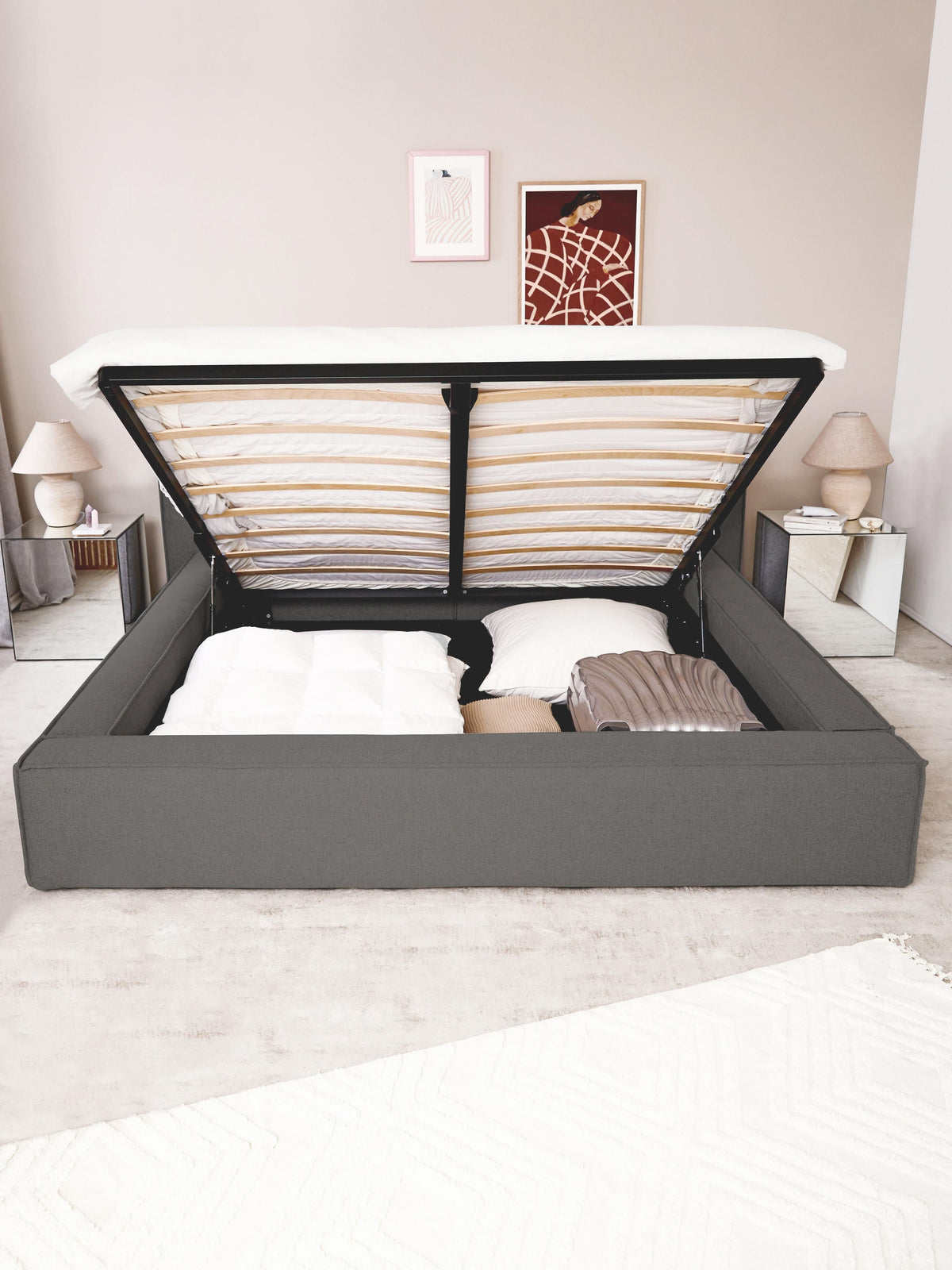 Lennaster Upholstered Bed with Storage