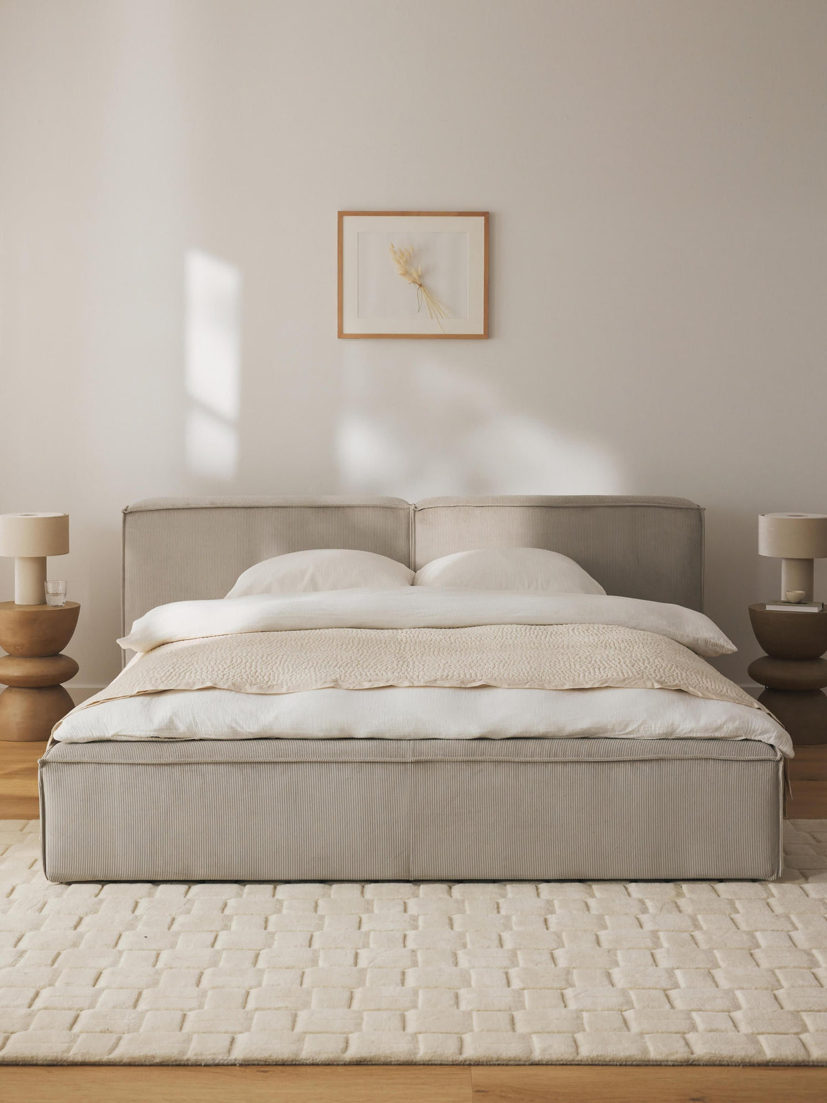 Lennaster Upholstered Corduroy Bed with Storage