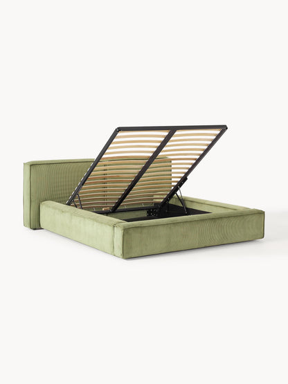 Lennaster Upholstered Corduroy Bed with Storage