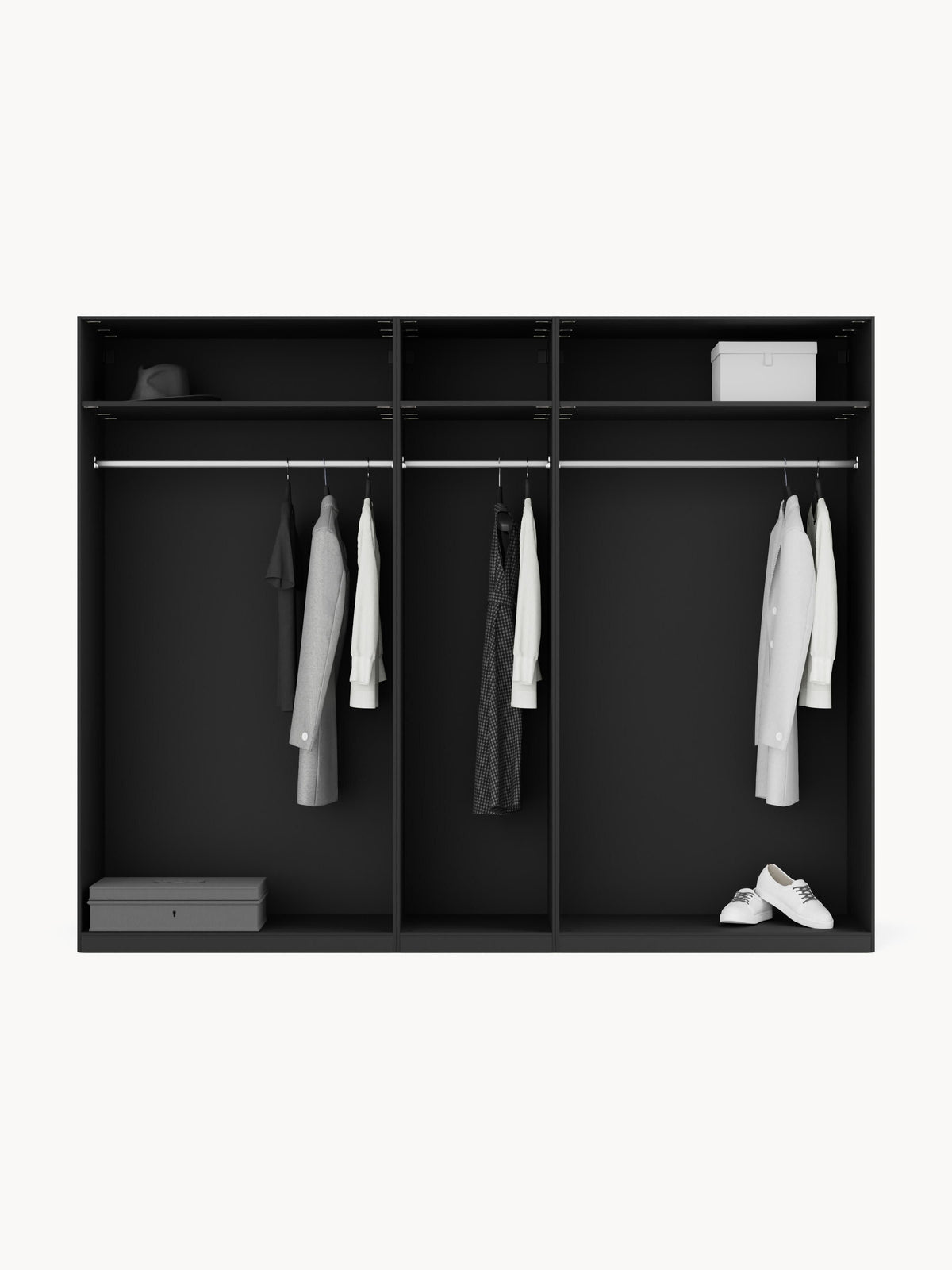 Leonure Modular Hinged-Door Wardrobe, 250 cm Wide, in Various Sizes