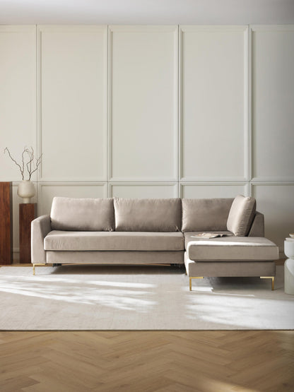 Lunandre Velvet Sofa Bed with Mattress, 3-Seater