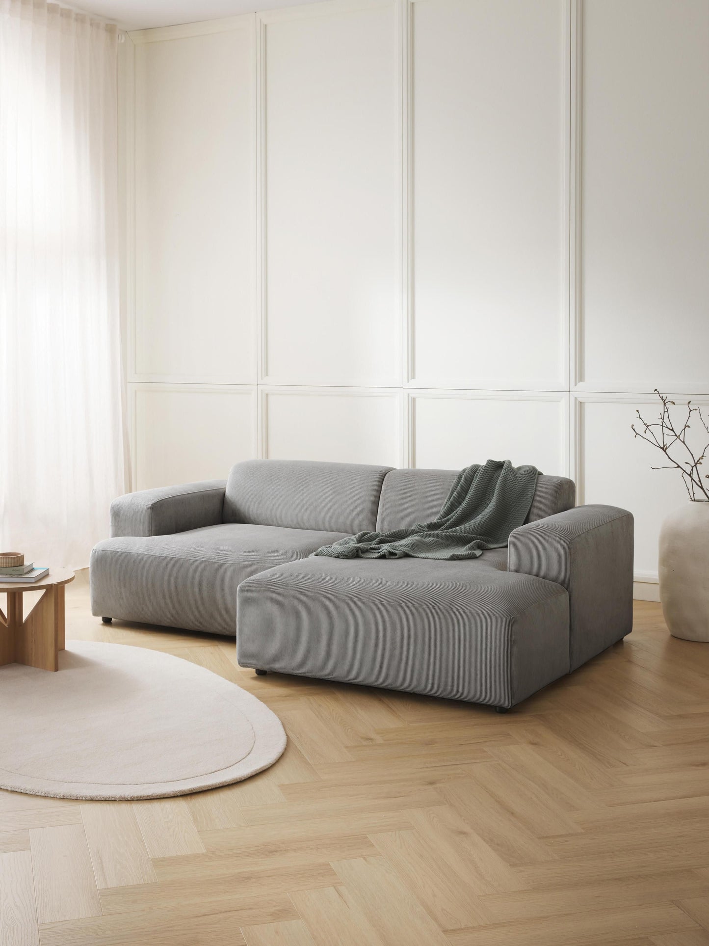 Melvisse Corduroy Corner Sofa (3-Seater)