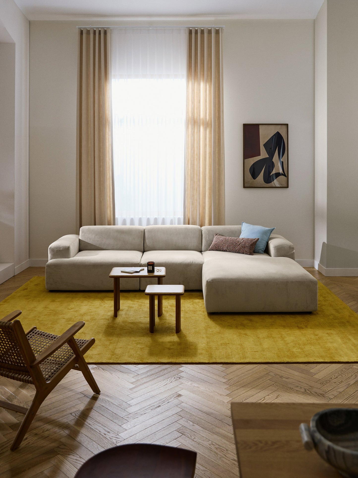 Melvisse Corduroy Corner Sofa (4-Seater)