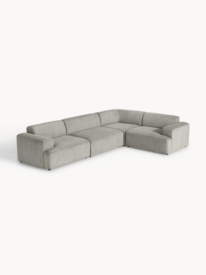 Melvisse Large Corduroy Corner Sofa (4-Seater)