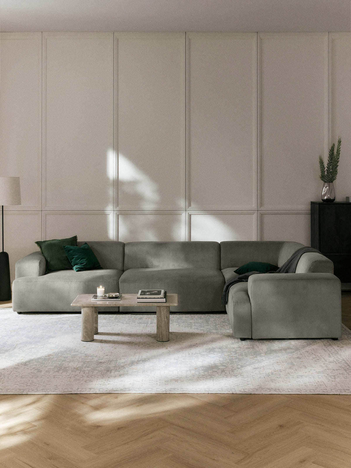 Melvisse Large Corduroy Corner Sofa (4-Seater)